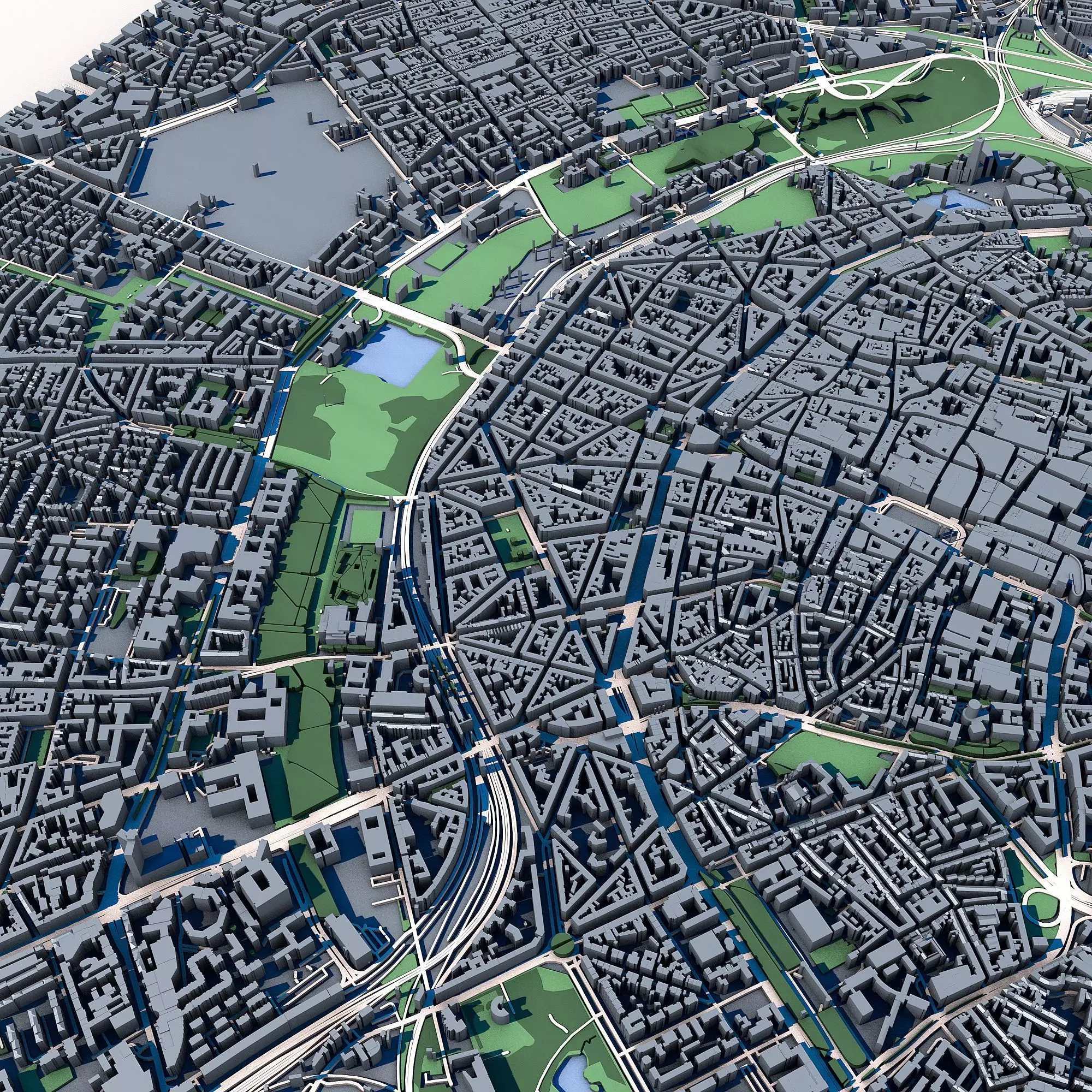 Cologne Cityscape Cologne Cathedral Rhine River German Landscape 3D model_4