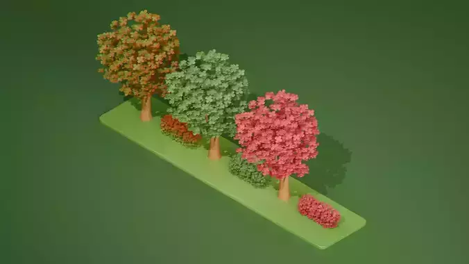 Stylized Tree Pack  Autumn Green and Blossom Trees