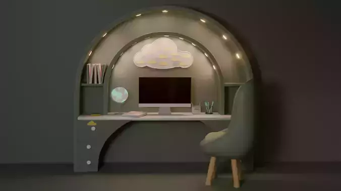  Kids Study Desk Scene Cozy Cloud  Workspace