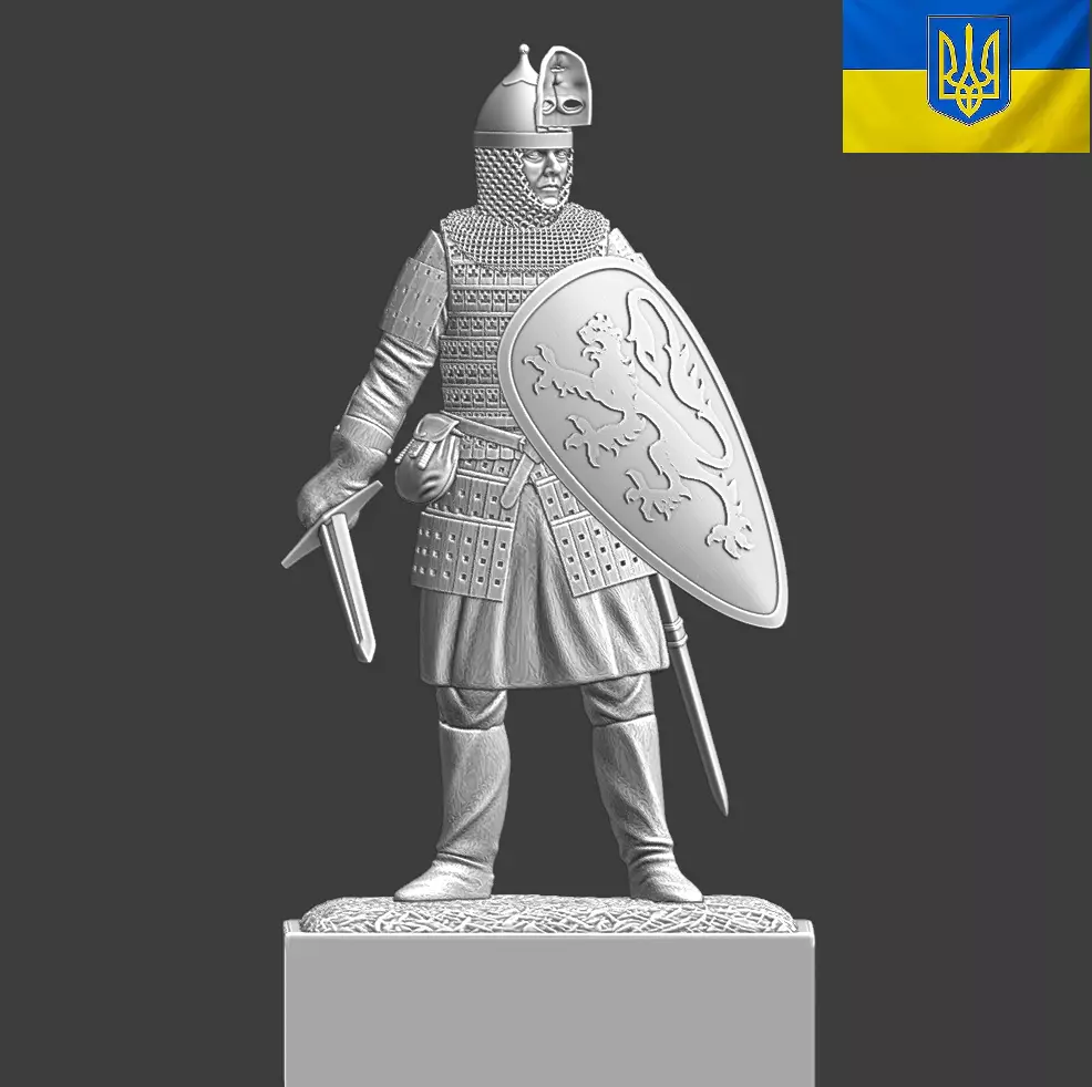Kievan Rus Hero Medieval Ukrainian Royal Guard STL Miniature 3D print model_3