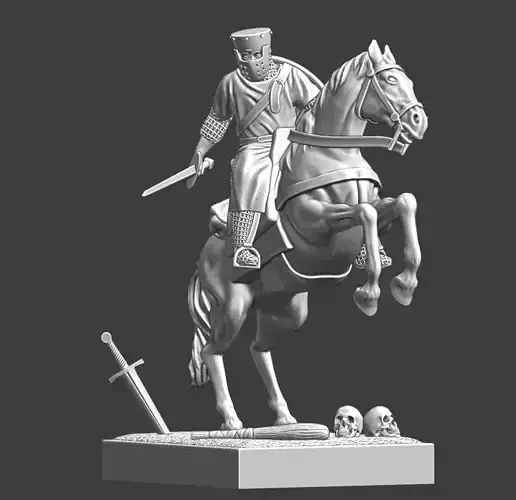Mounted Medieval Crusader Knight 3D Printable STL