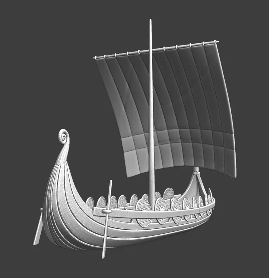 Viking Warship 3D STL Model for Wargaming 3D print model_4