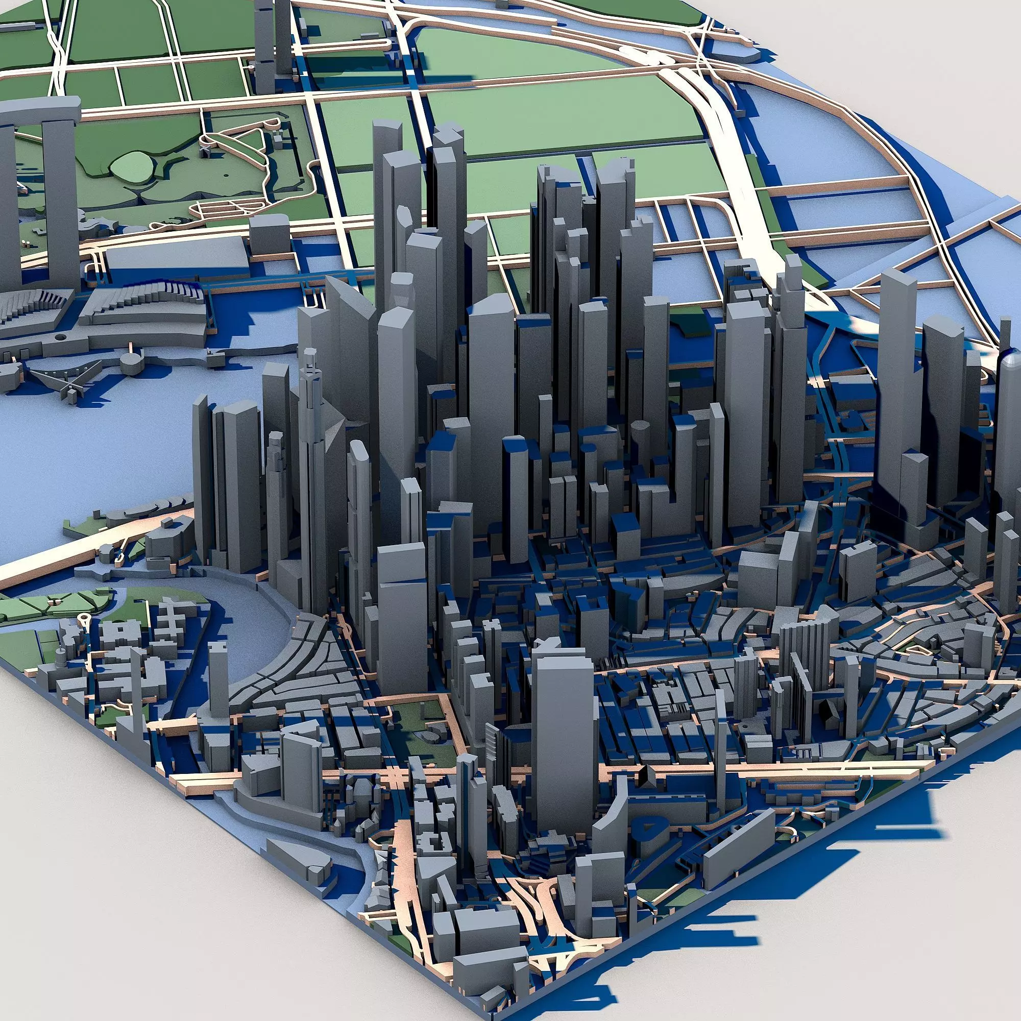 Marina Bay Financial Centre Singapore Skyline Architecture 3D model_6