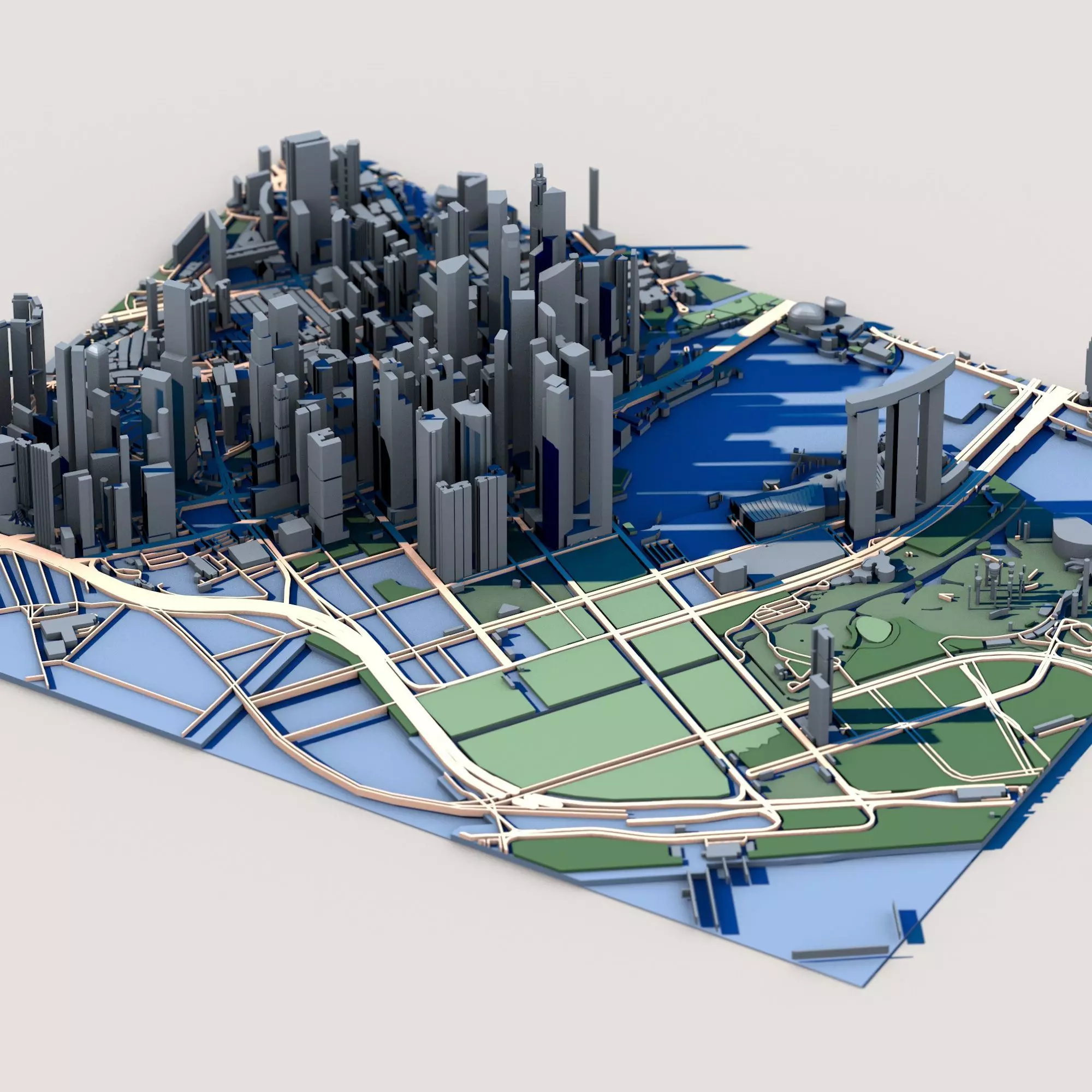 Marina Bay Financial Centre Singapore Skyline Architecture 3D model_0