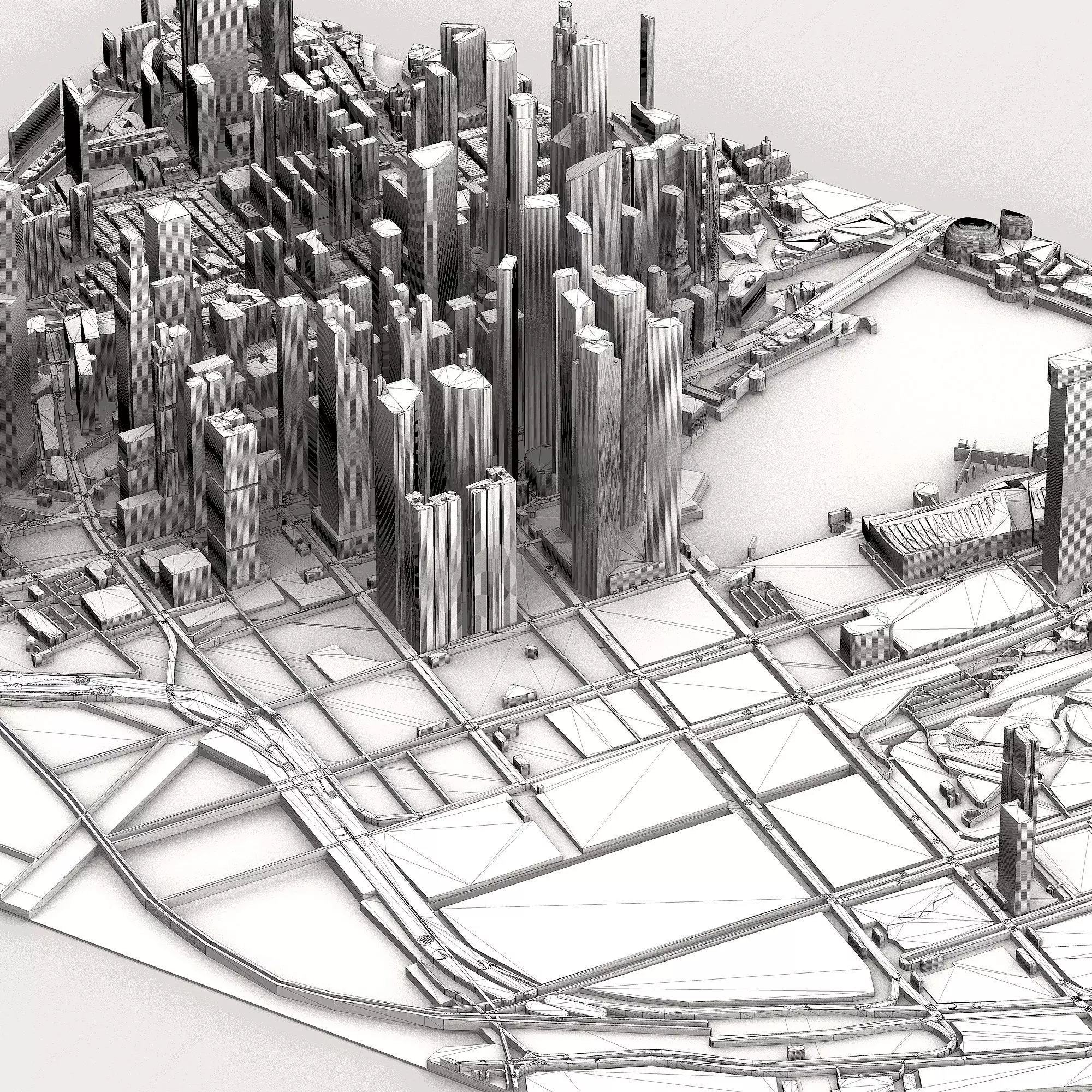 Marina Bay Financial Centre Singapore Skyline Architecture 3D model_9