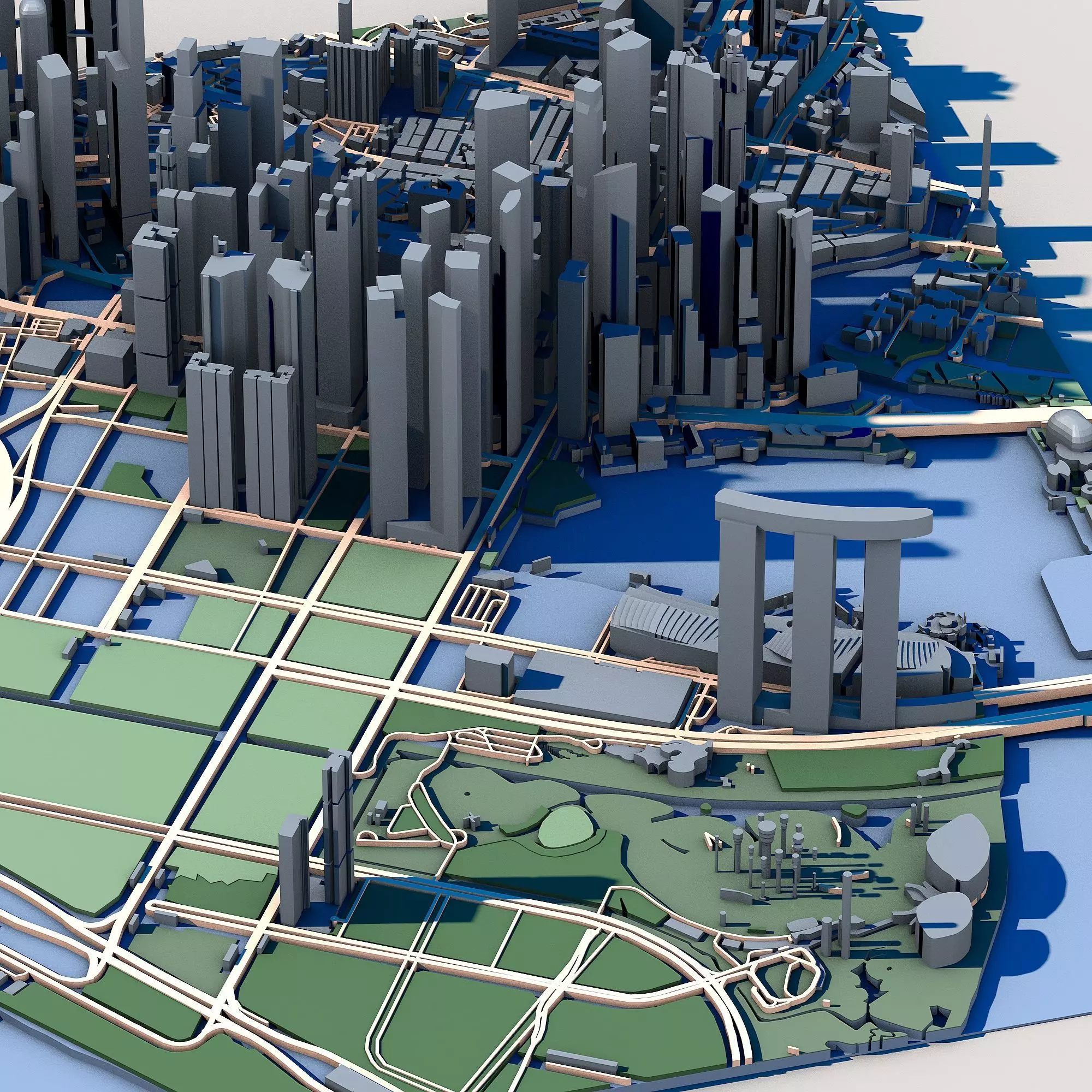 Marina Bay Financial Centre Singapore Skyline Architecture 3D model_2