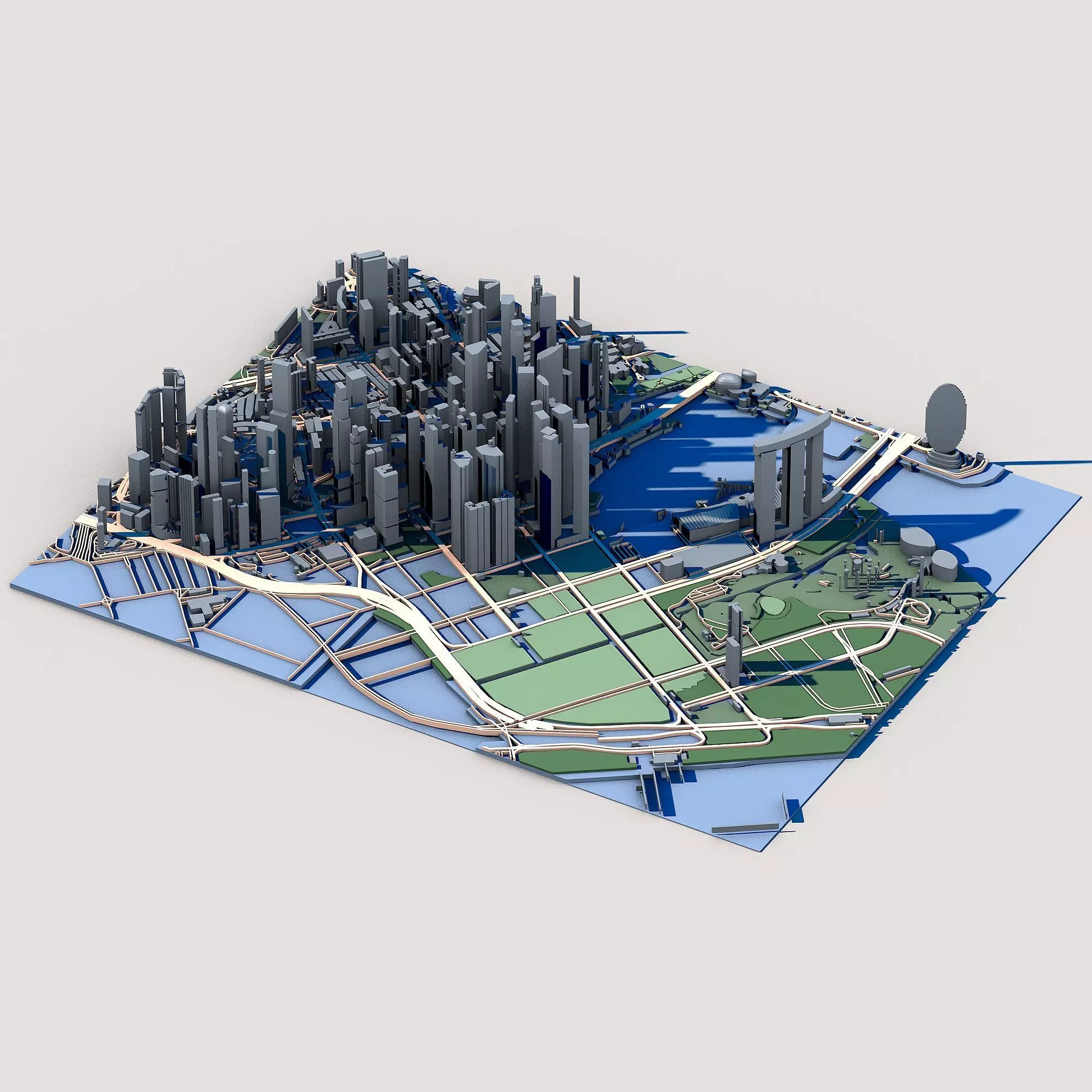 Marina Bay Financial Centre Singapore Skyline Architecture 3D model_1