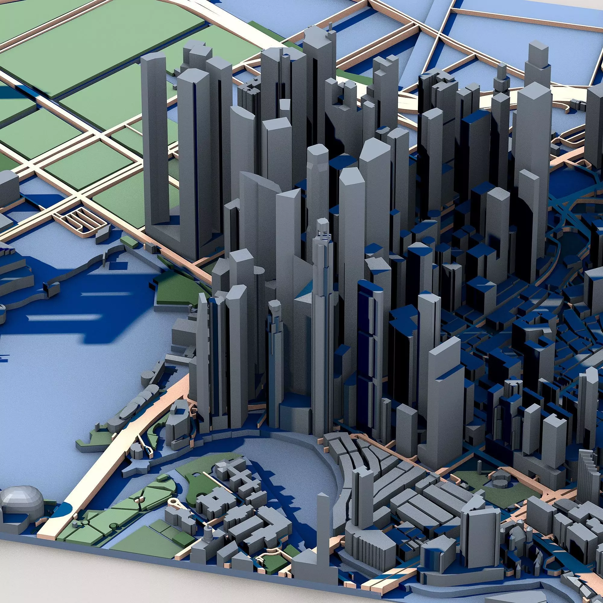 Marina Bay Financial Centre Singapore Skyline Architecture 3D model_7