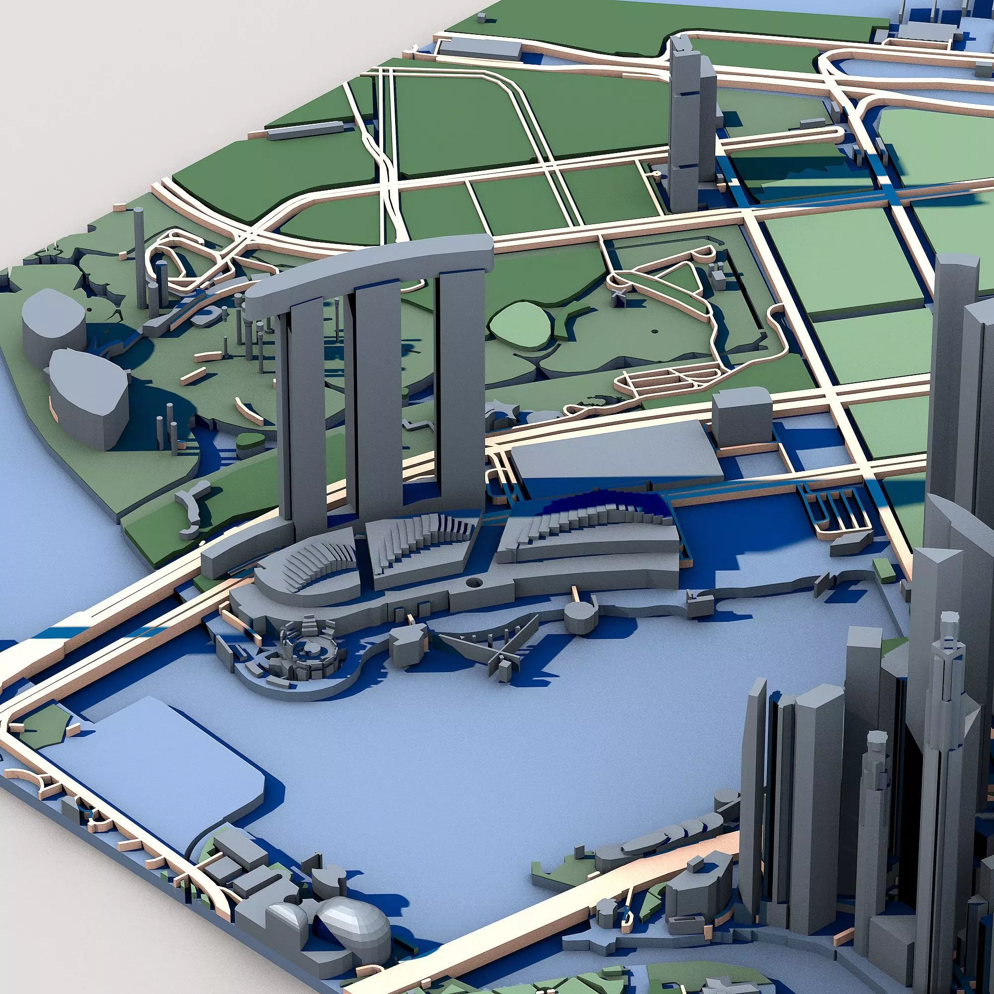 Marina Bay Financial Centre Singapore Skyline Architecture 3D model_8