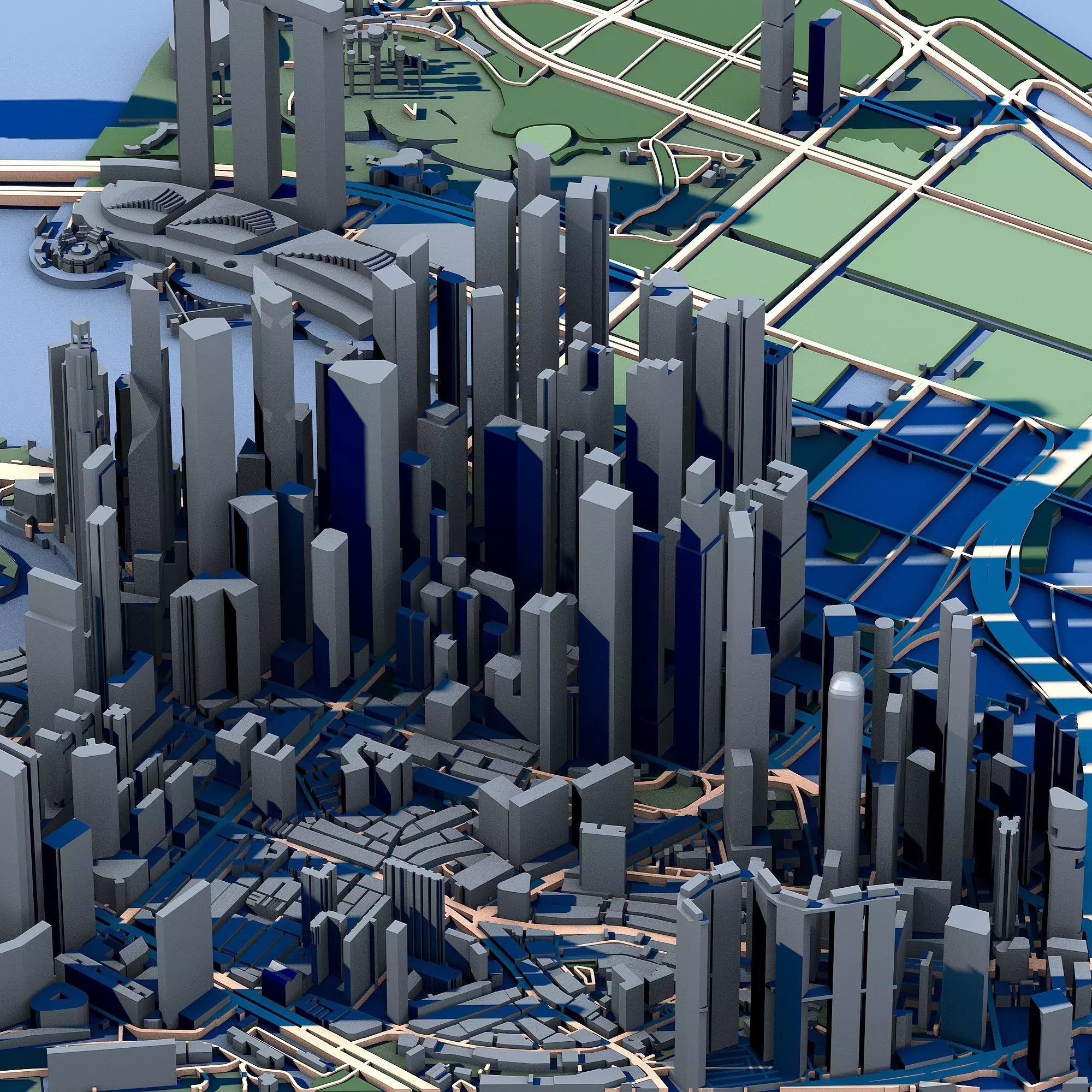 Marina Bay Financial Centre Singapore Skyline Architecture 3D model_5