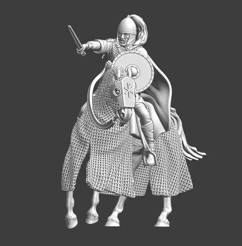 Byzantine Commander mounted Imperial Guard Medieval 3D print model
