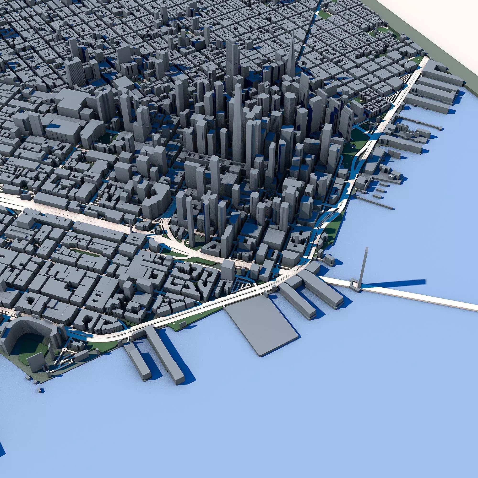 San Francisco Cityscape Golden Gate Bridge Bay Area Skyline 3D model