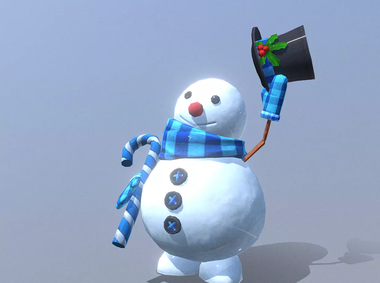 Snowman Iceman Happy 3D model
