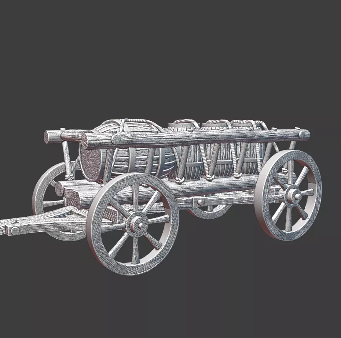 Medieval Supply Wagon with barrels  version 2 3D print model_2