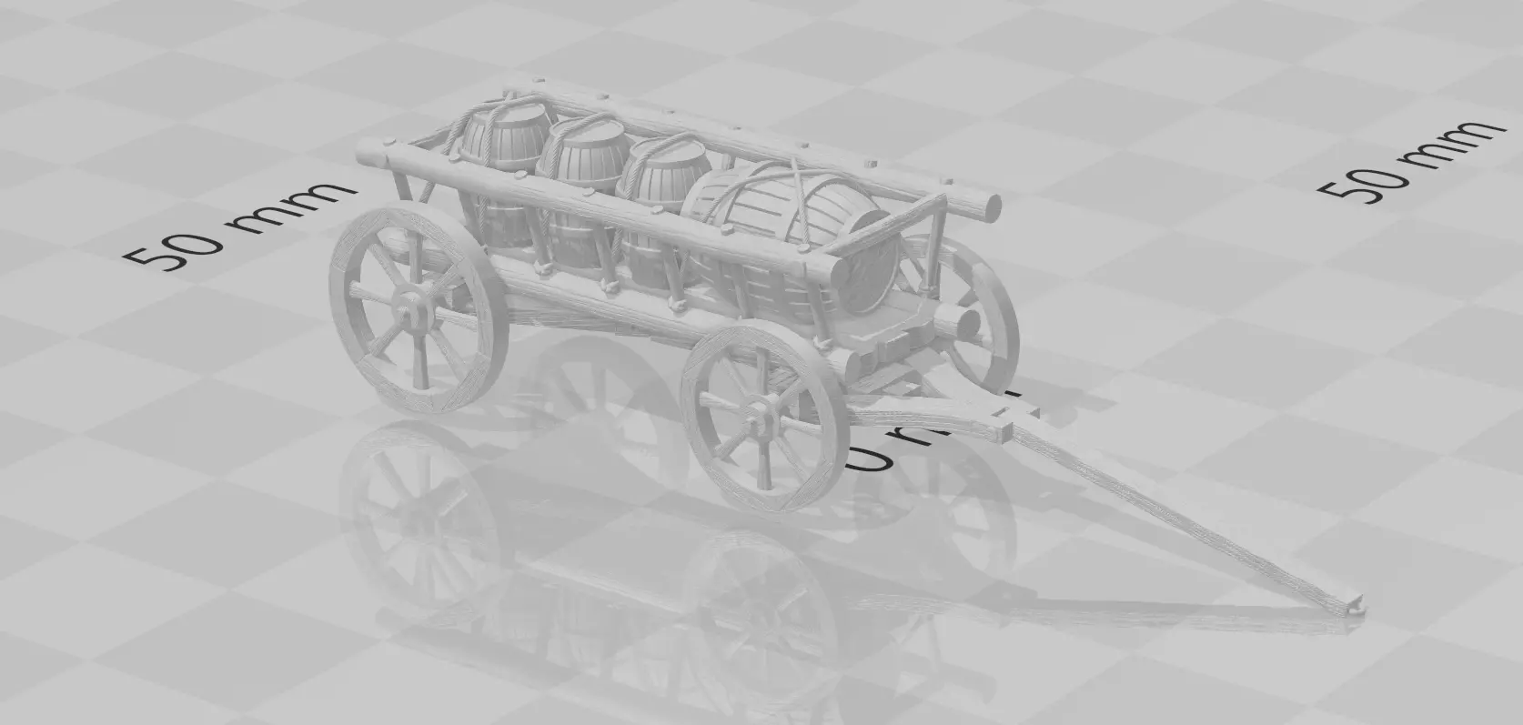 Medieval Supply Wagon with barrels  version 2 3D print model_6