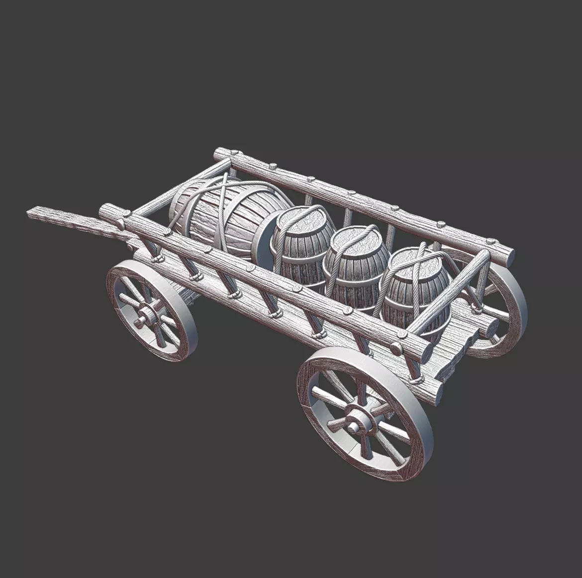 Medieval Supply Wagon with barrels  version 2 3D print model_4