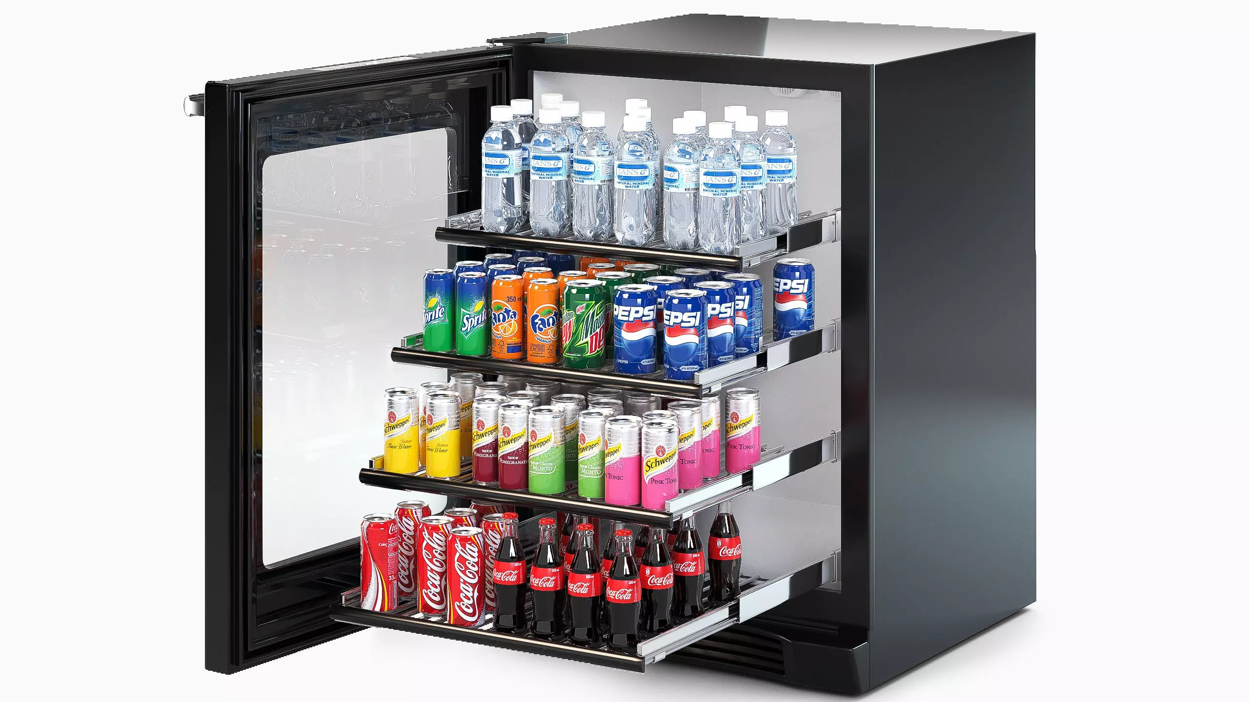 Refrigerator with drinks Low-poly 3D model_0