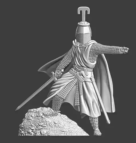 Medieval Crusader Knight - Crested Helmet