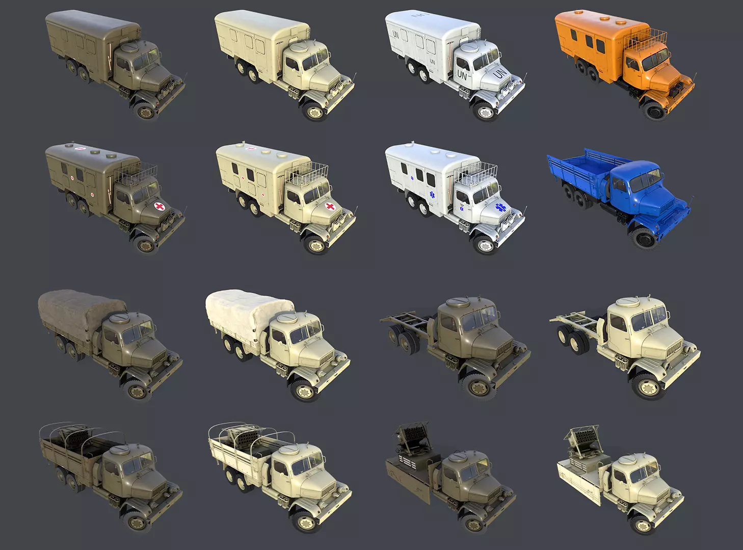 PV3S Military and Civilian Trucks 3D Model Collection_0