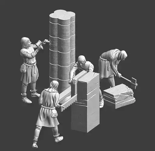 Medieval Mason Workers 3D Printable STL Set