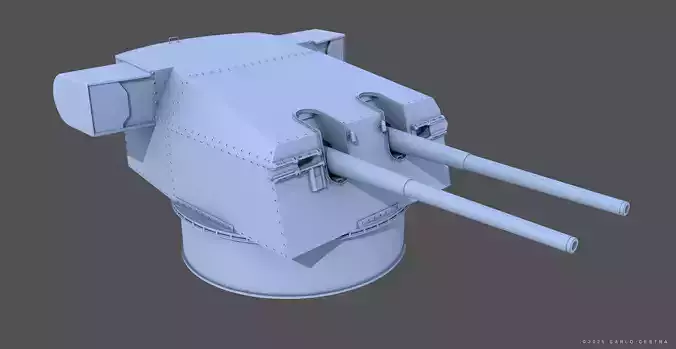 Bismarck 15cm turret 02 - Personal license - 1-200 scale 3D print model