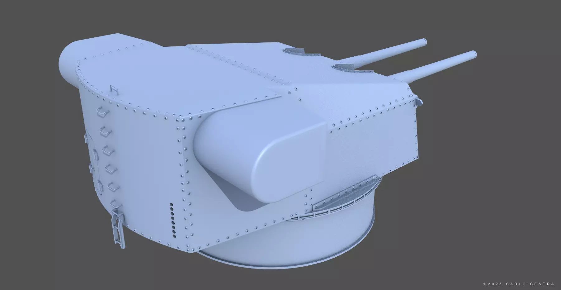 Bismarck 15cm turret 02 - Commercial license - 1-200 scale 3D print model_1