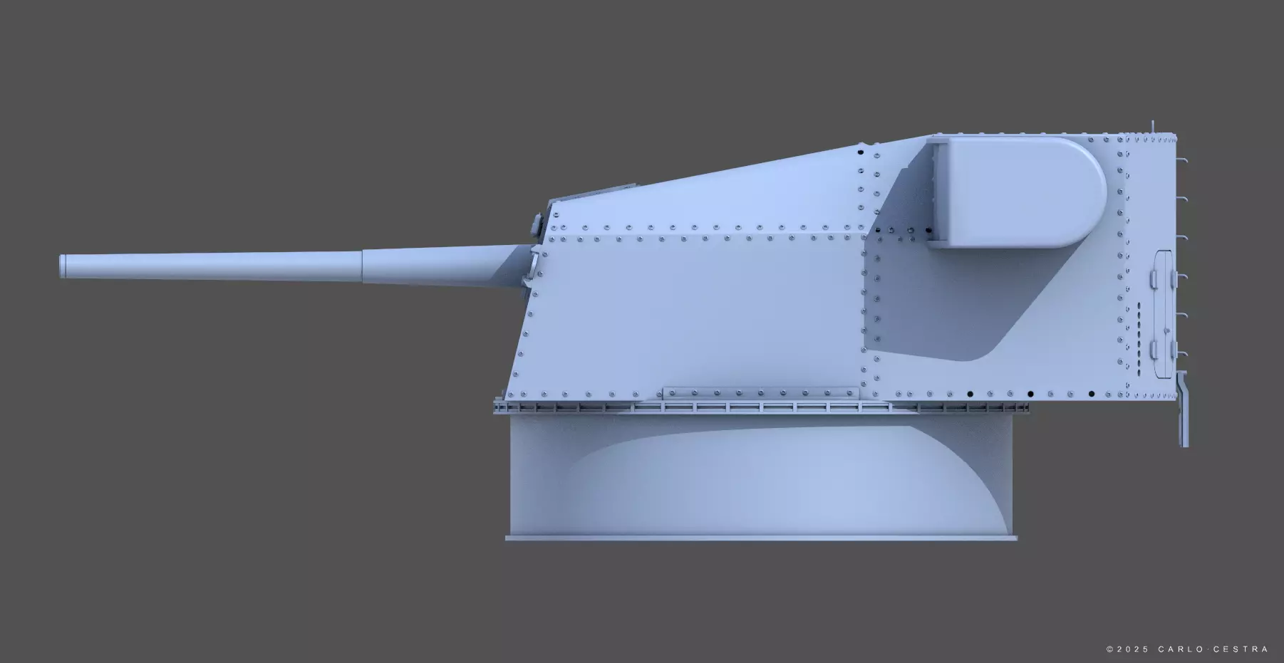 Bismarck 15cm turret 02 - Commercial license - 1-200 scale 3D print model_4