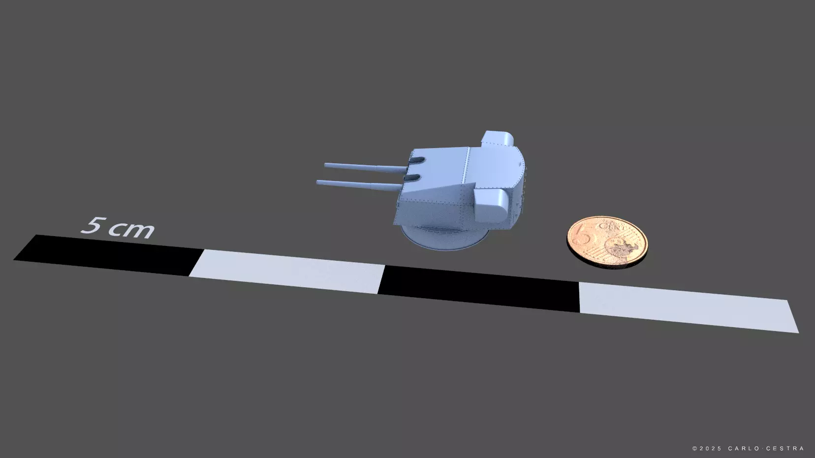 Bismarck 15cm turret 02 - Commercial license - 1-200 scale 3D print model_9