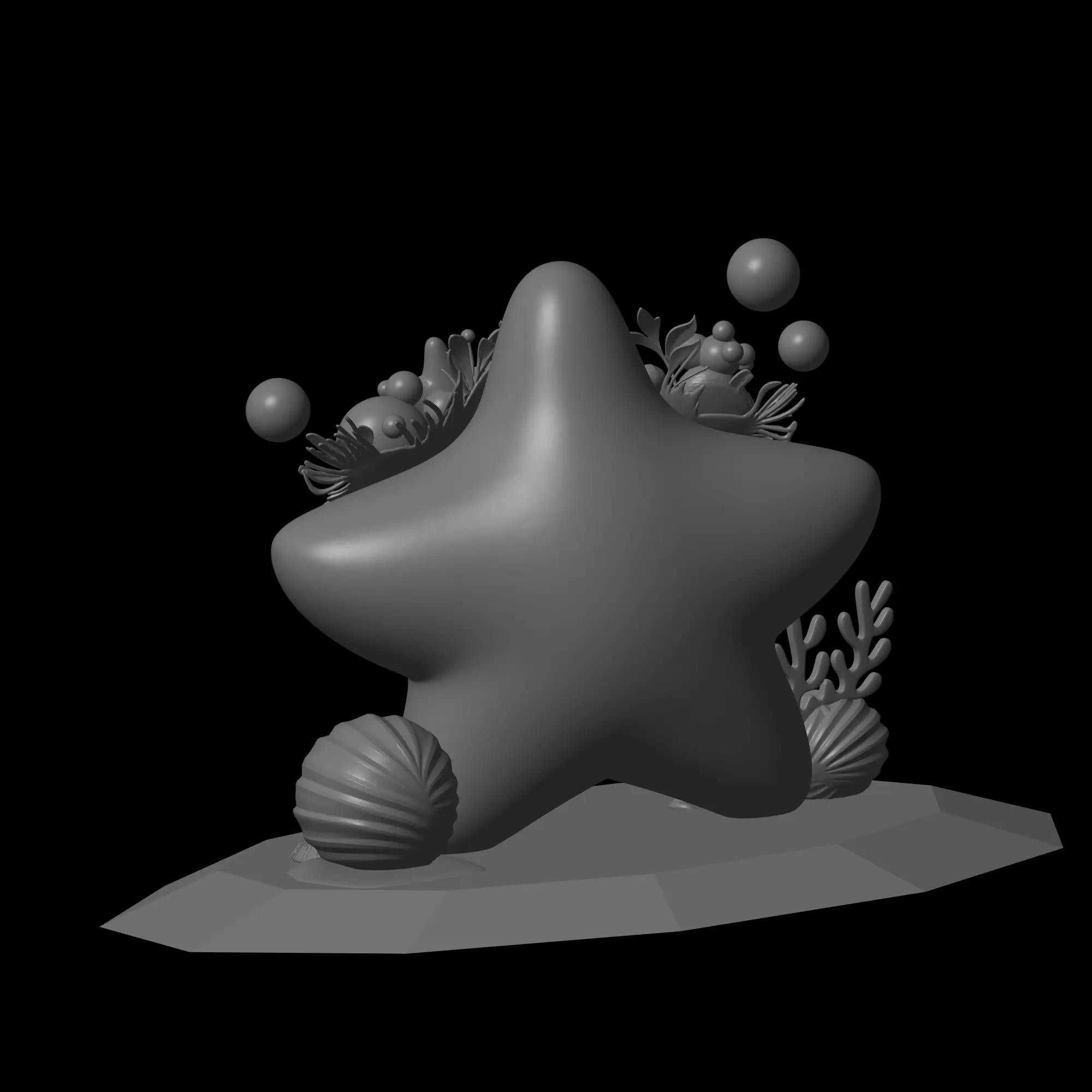 cartoon starfish model 3D print model_1