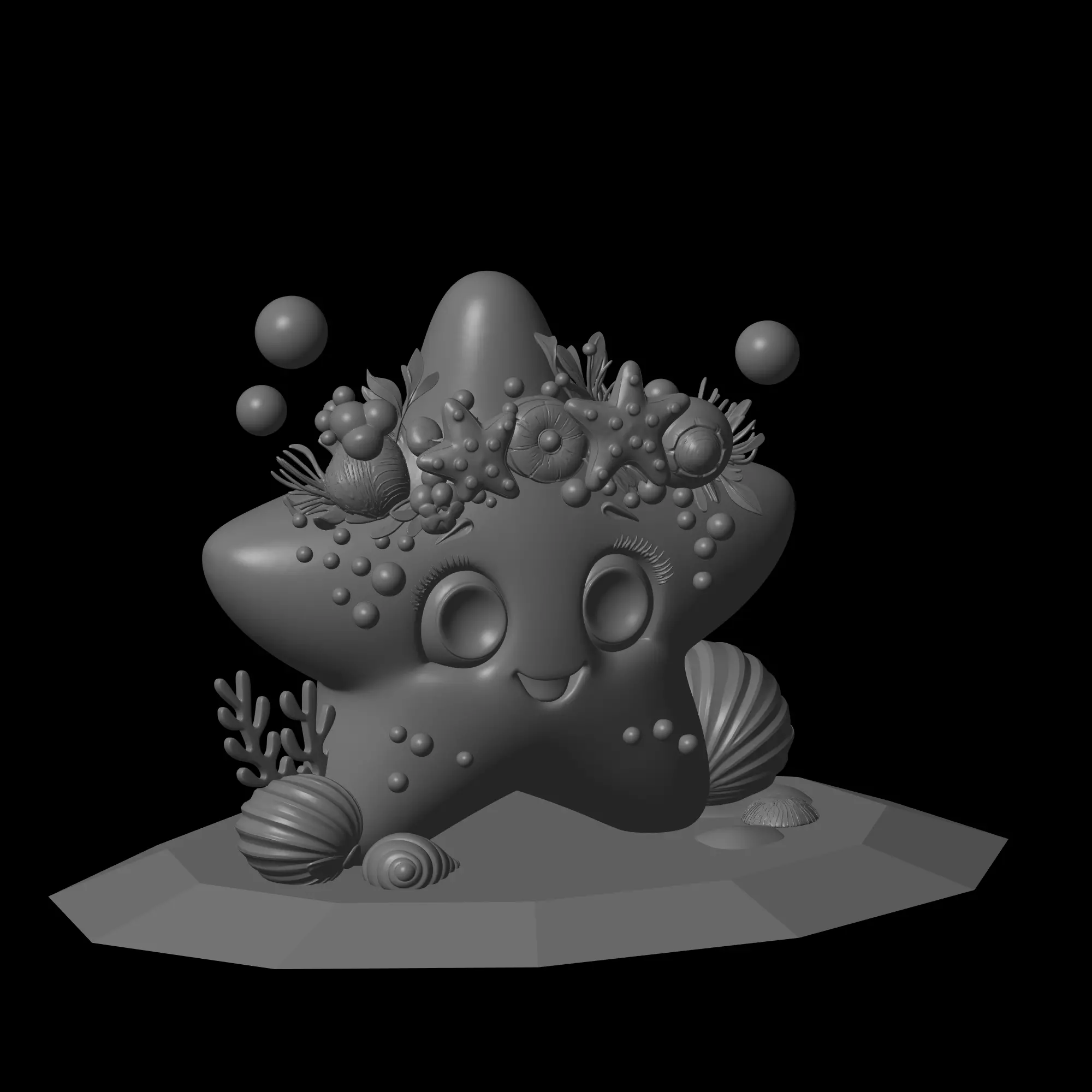 cartoon starfish model 3D print model_2