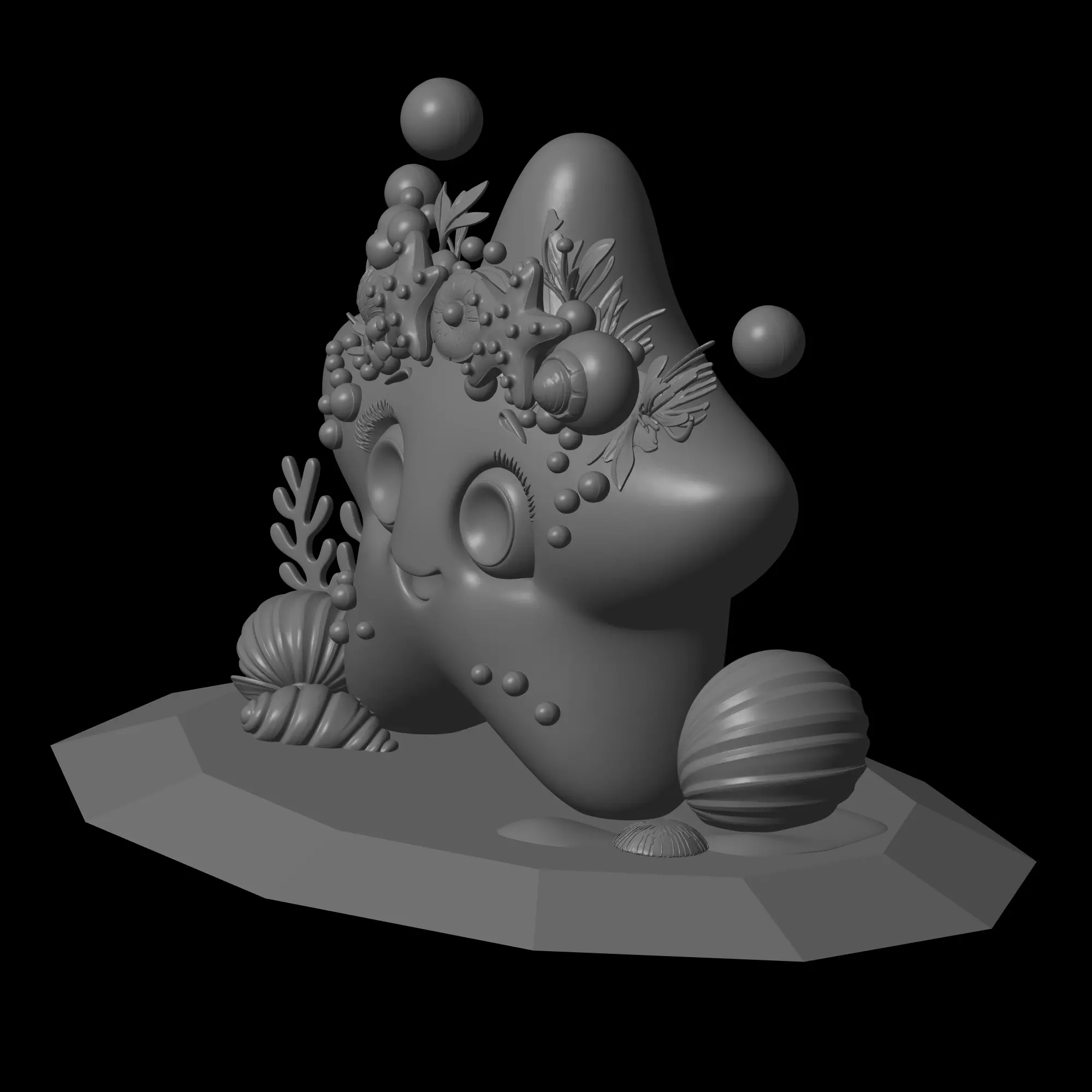 cartoon starfish model 3D print model_0