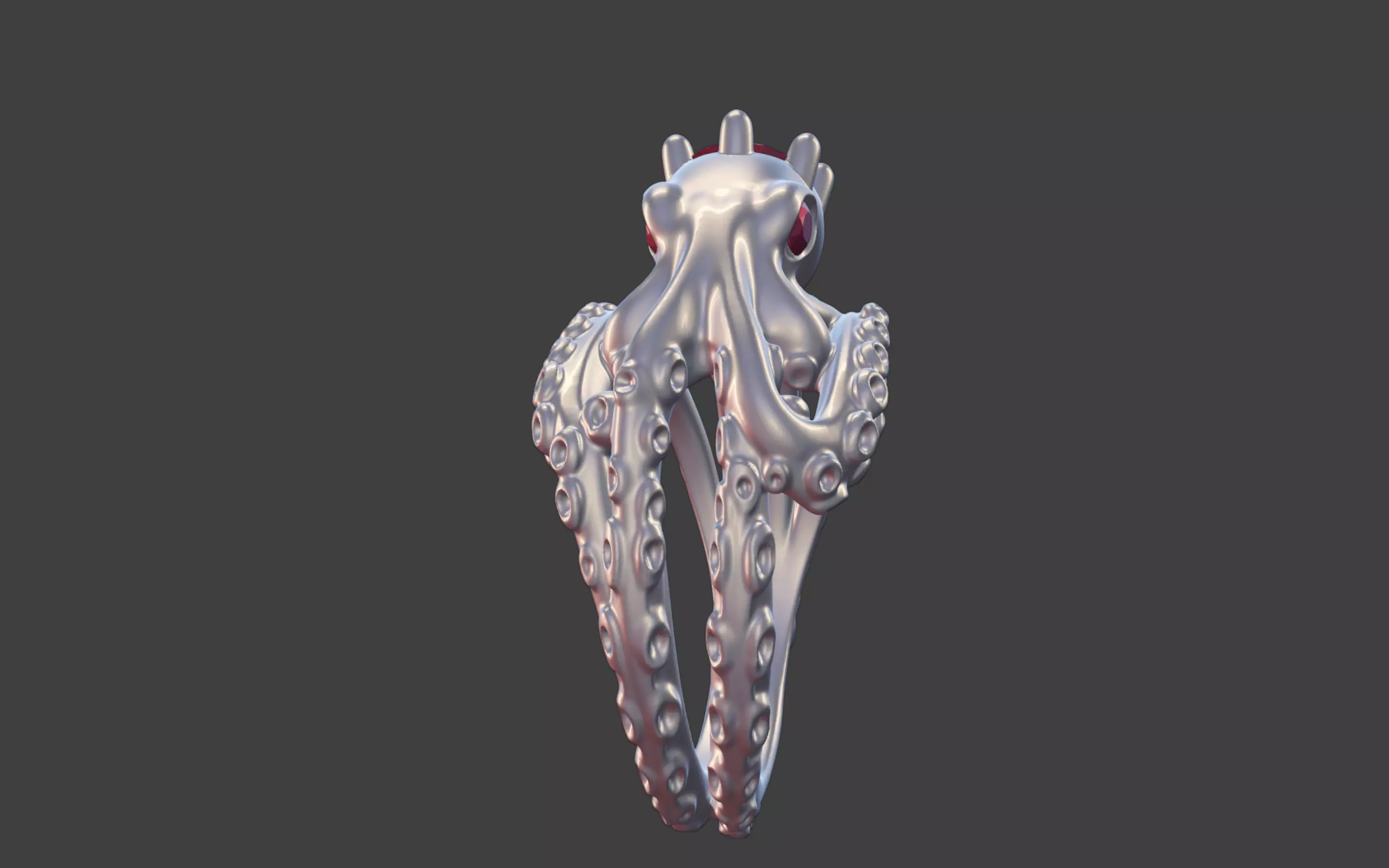 Octopus Silver Ring with faceted Gemstone 3D print model_25