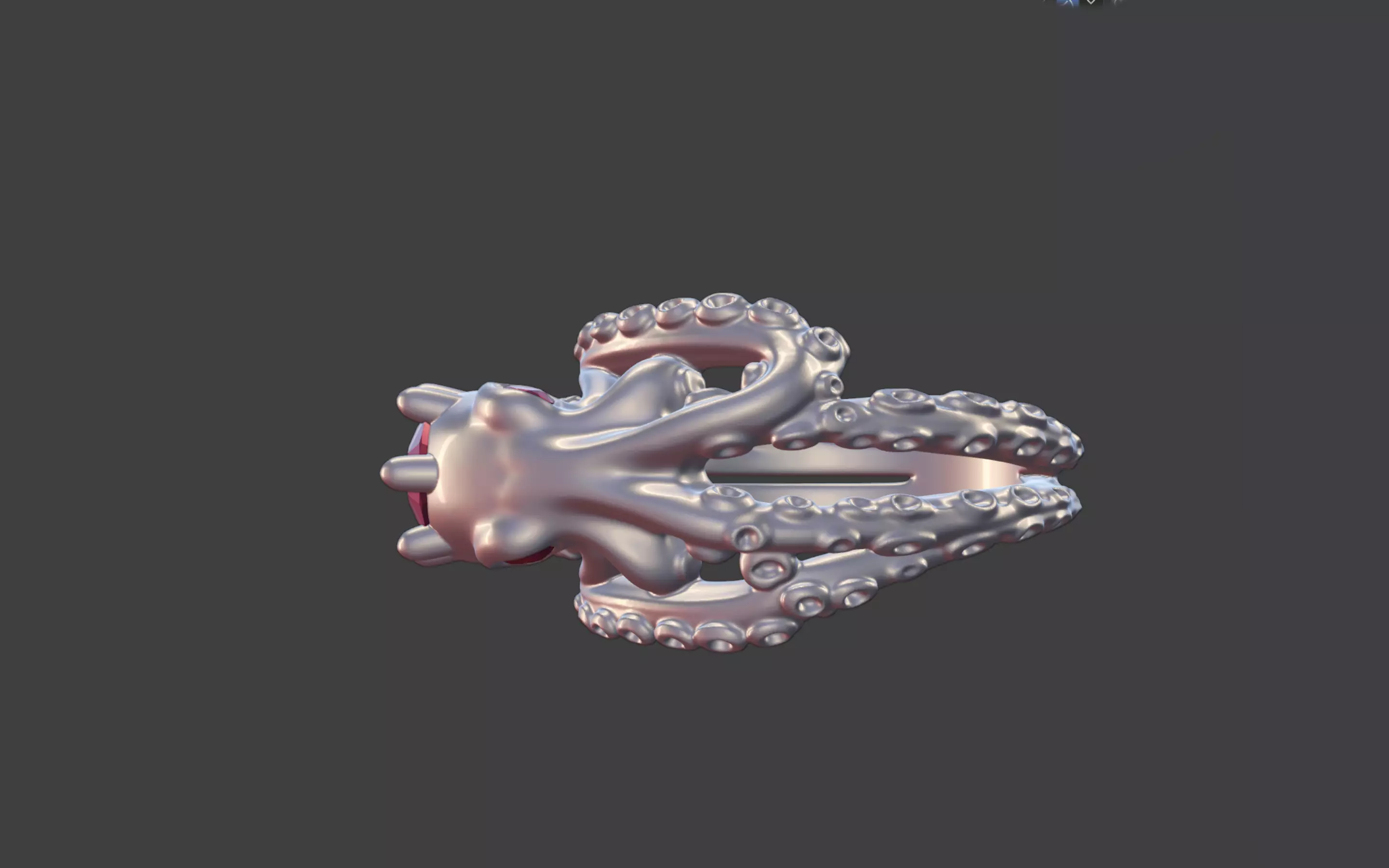 Octopus Silver Ring with faceted Gemstone 3D print model_14