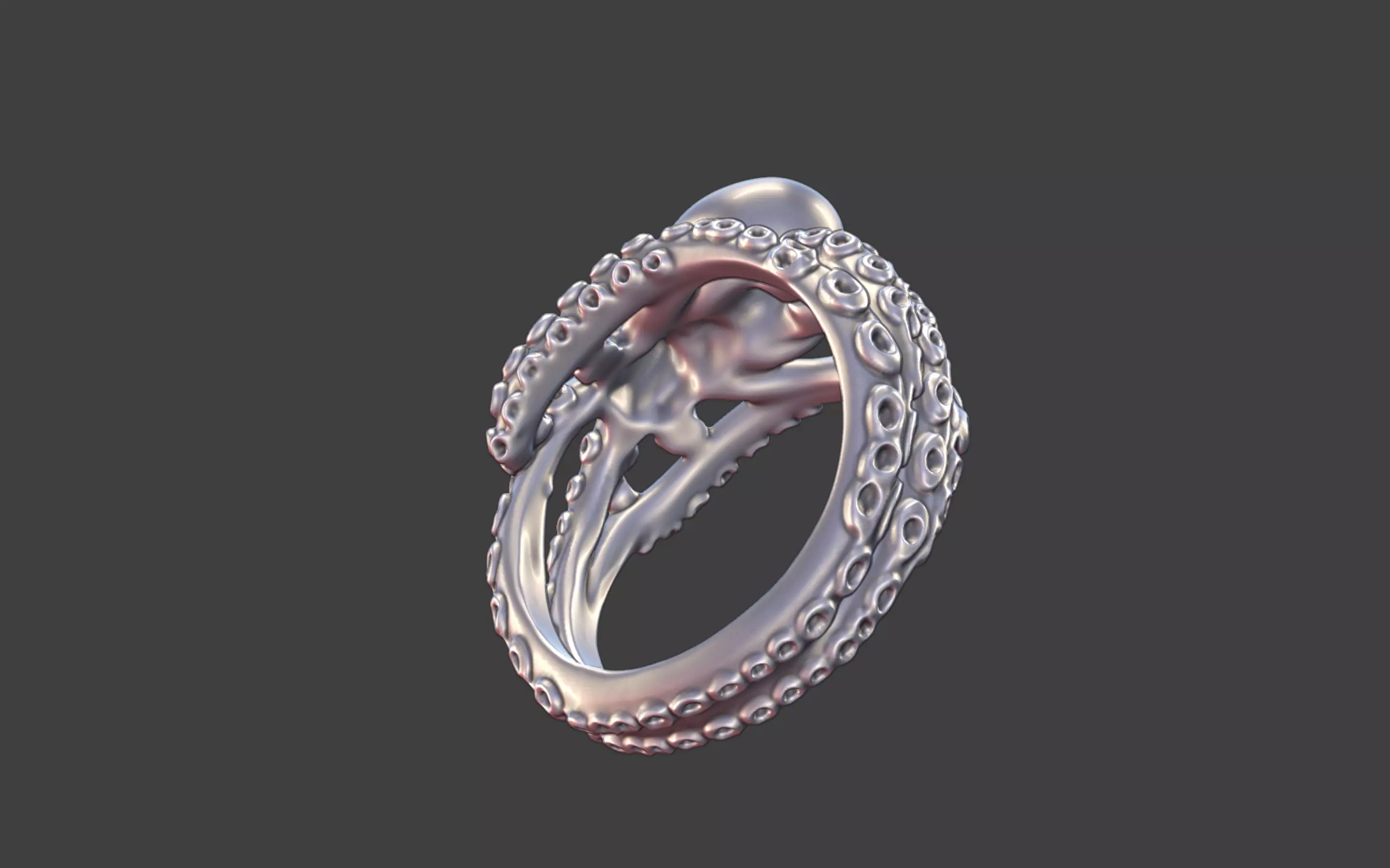 Octopus Silver tentacle Ring 3D print model_10