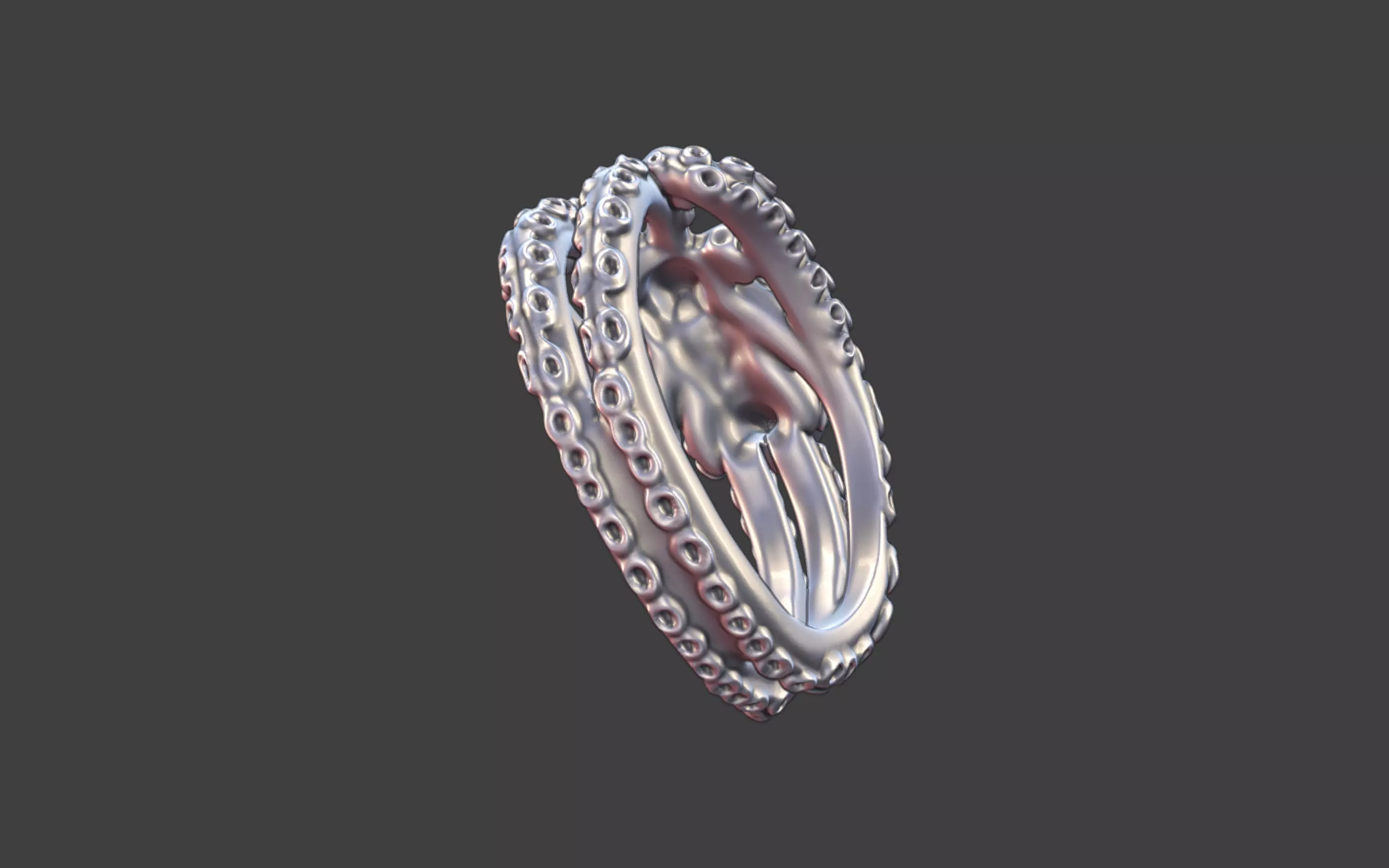 Octopus Silver tentacle Ring 3D print model_13
