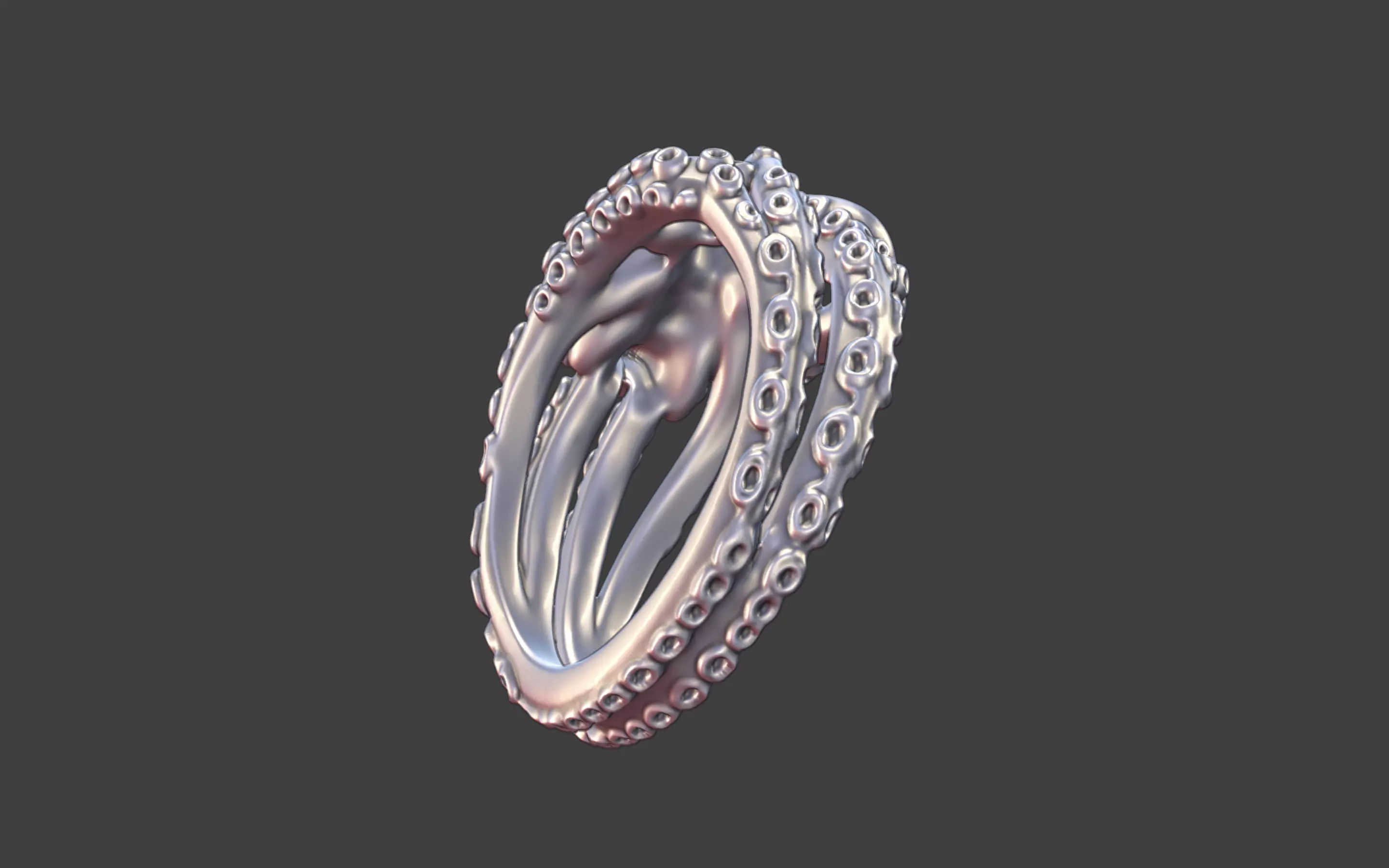 Octopus Silver tentacle Ring 3D print model_15