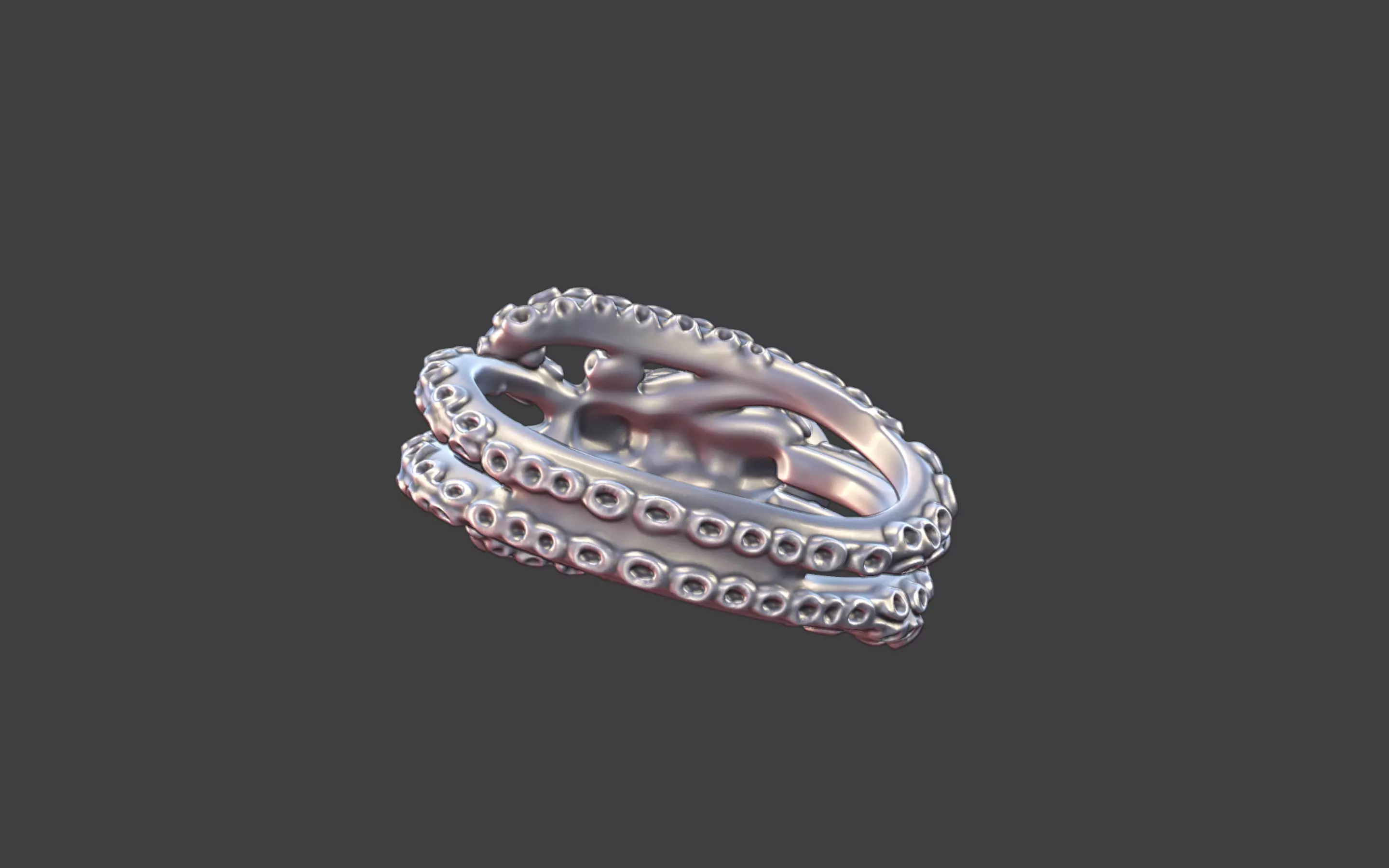 Octopus Silver tentacle Ring 3D print model_12