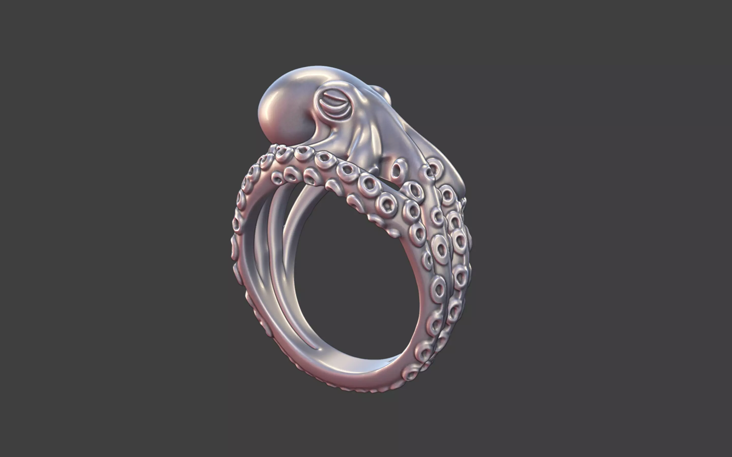 Octopus Silver tentacle Ring 3D print model_2