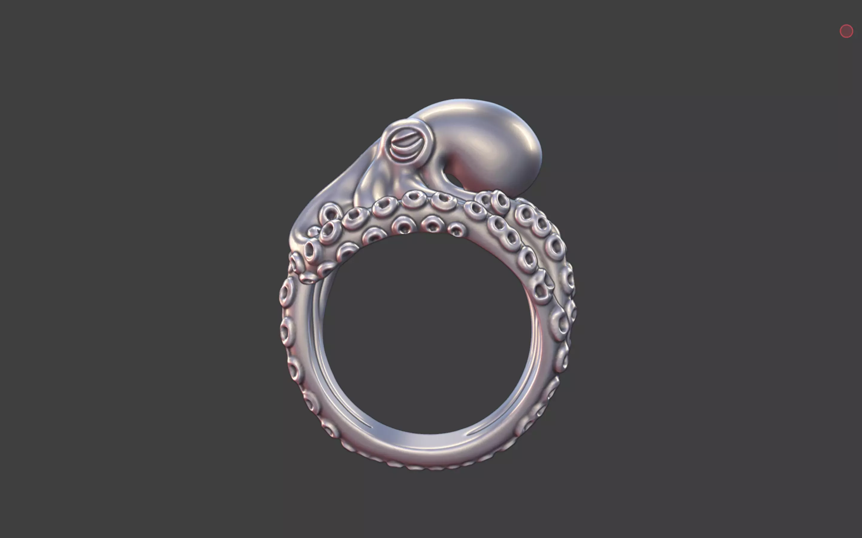 Octopus Silver tentacle Ring 3D print model_6