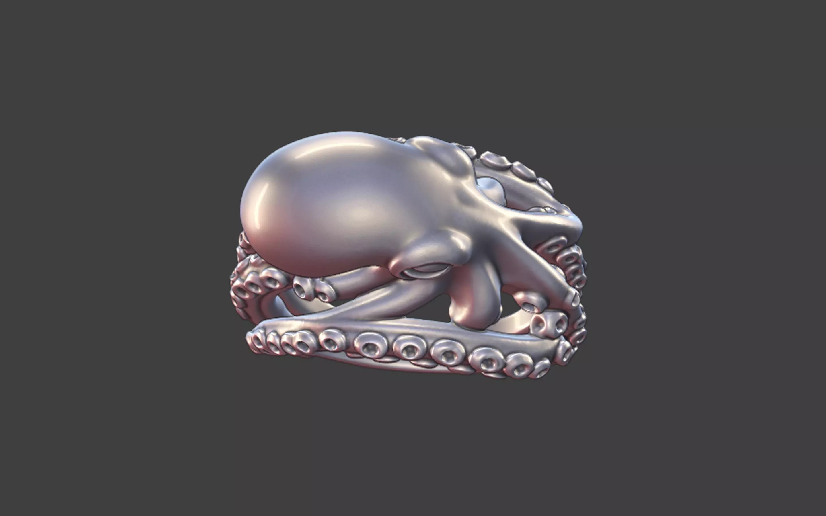 Octopus Silver tentacle Ring 3D print model_17