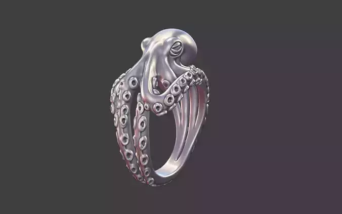 Octopus Silver tentacle Ring 3D print model Octopus Silver tentacle Ring 3D print model