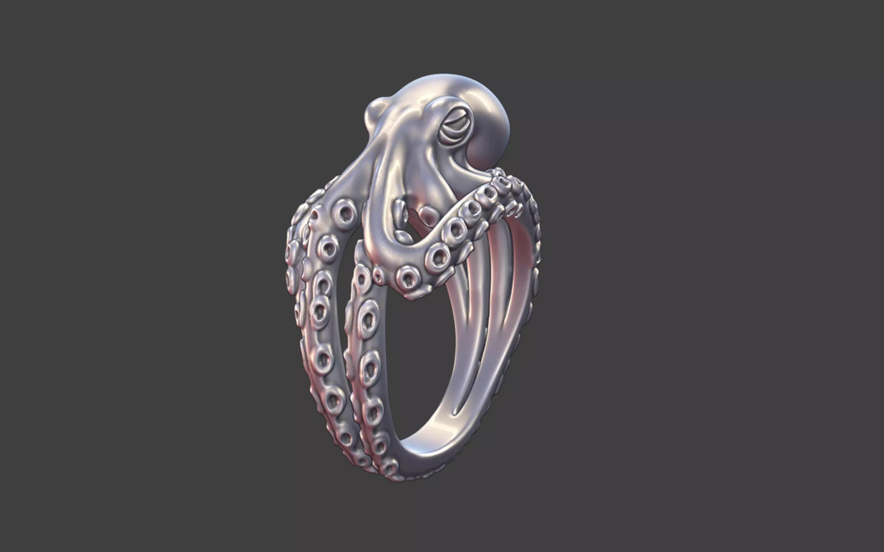 Octopus Silver tentacle Ring 3D print model_0
