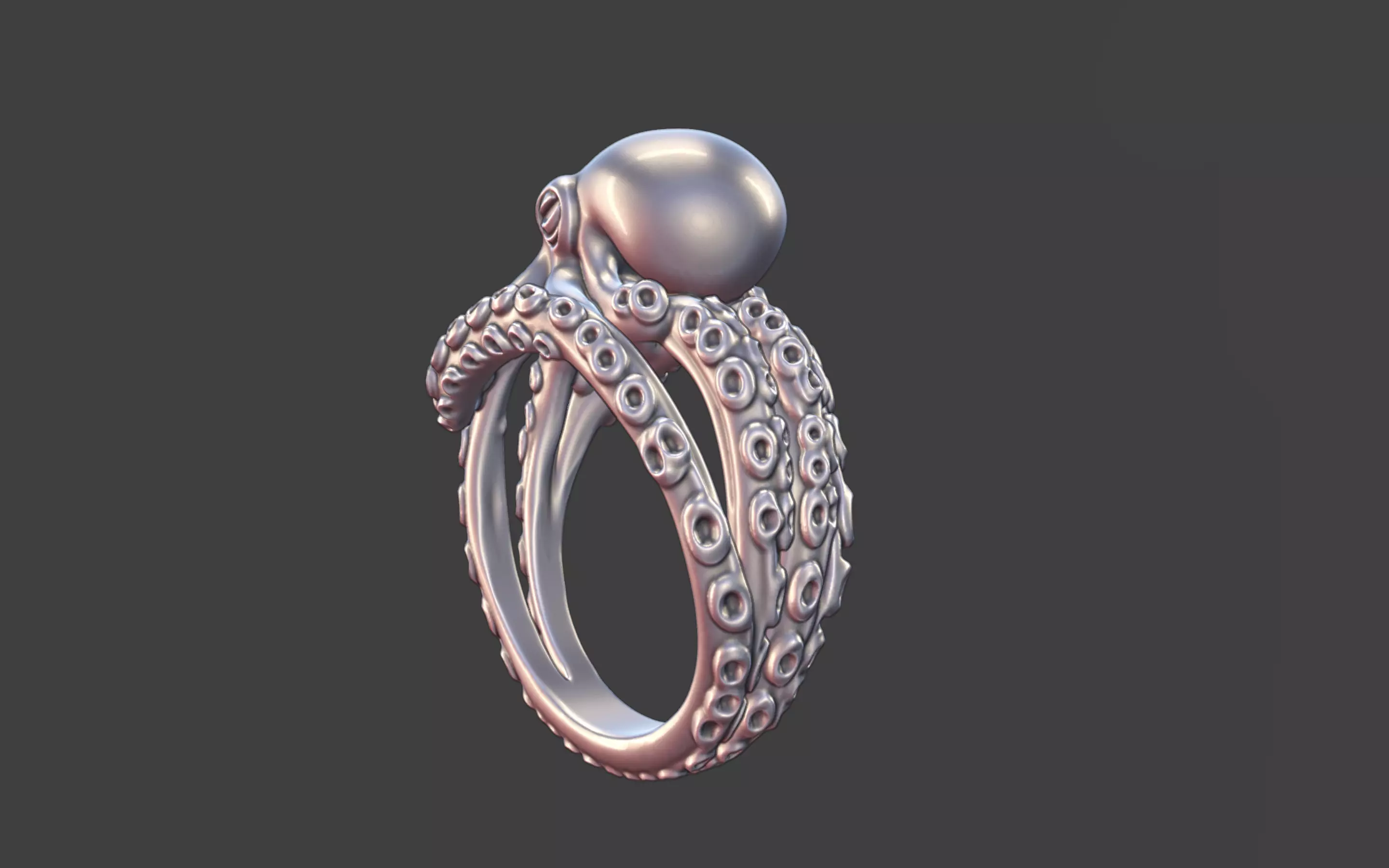 Octopus Silver tentacle Ring 3D print model_8