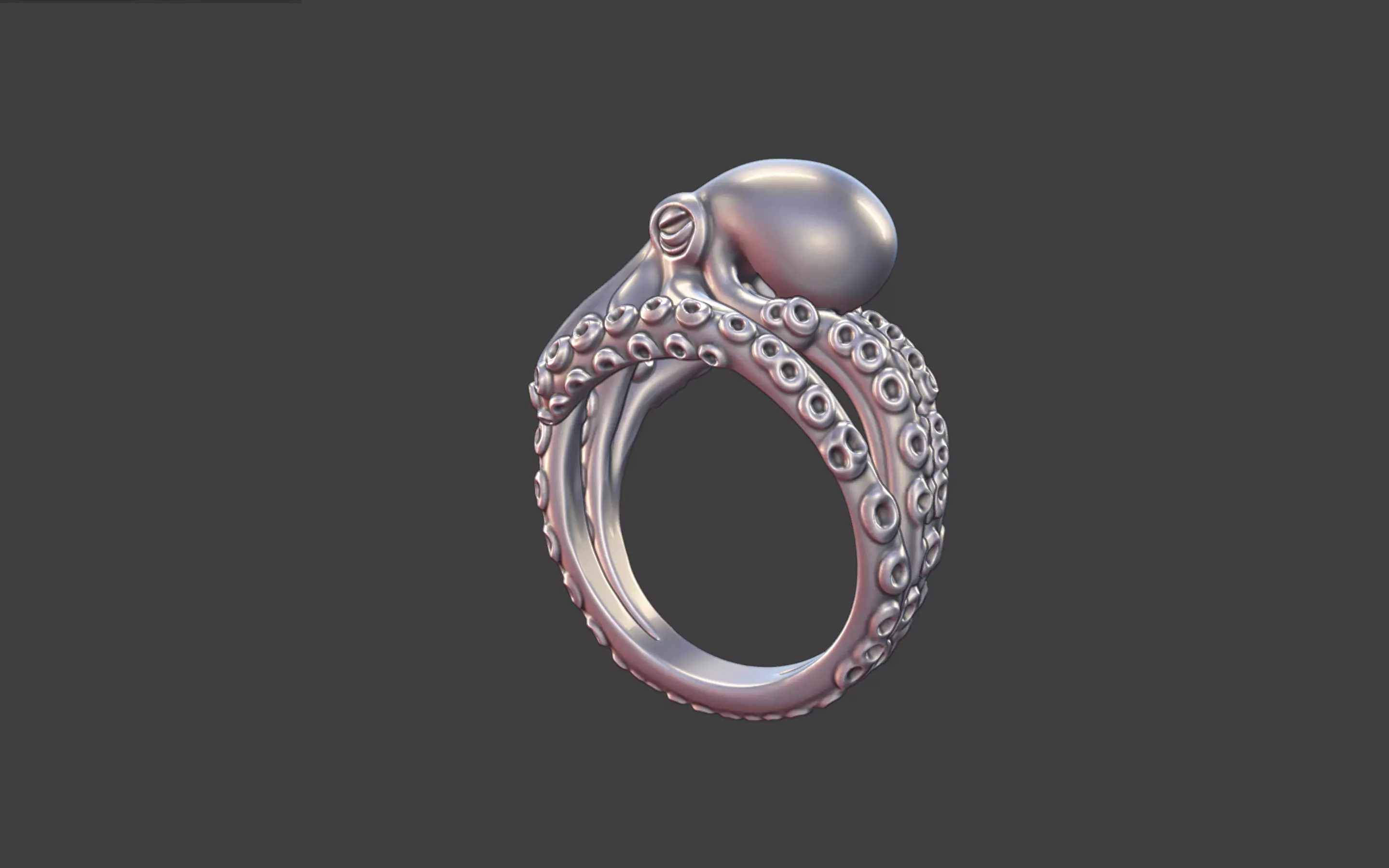 Octopus Silver tentacle Ring 3D print model_7