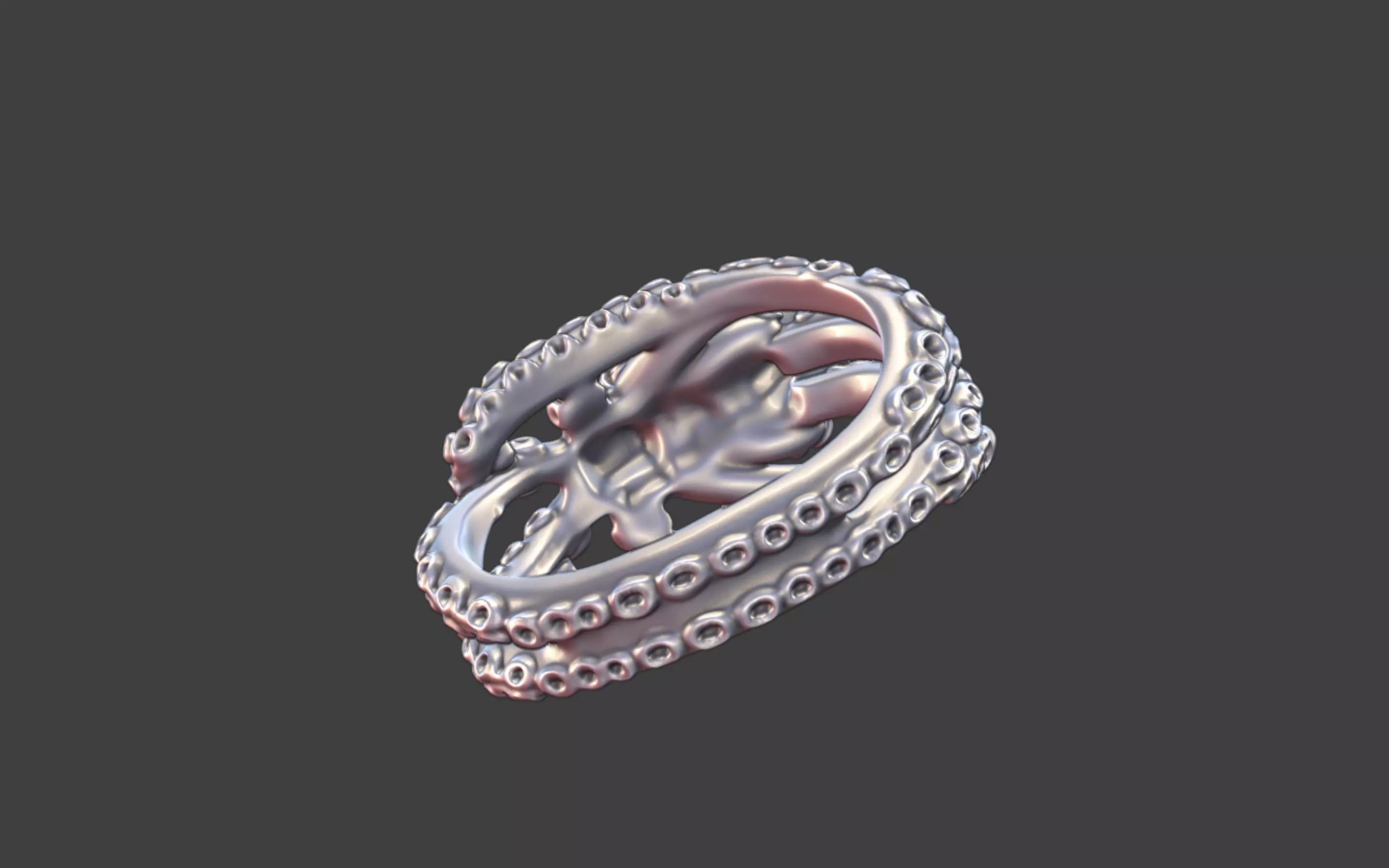 Octopus Silver tentacle Ring 3D print model_11