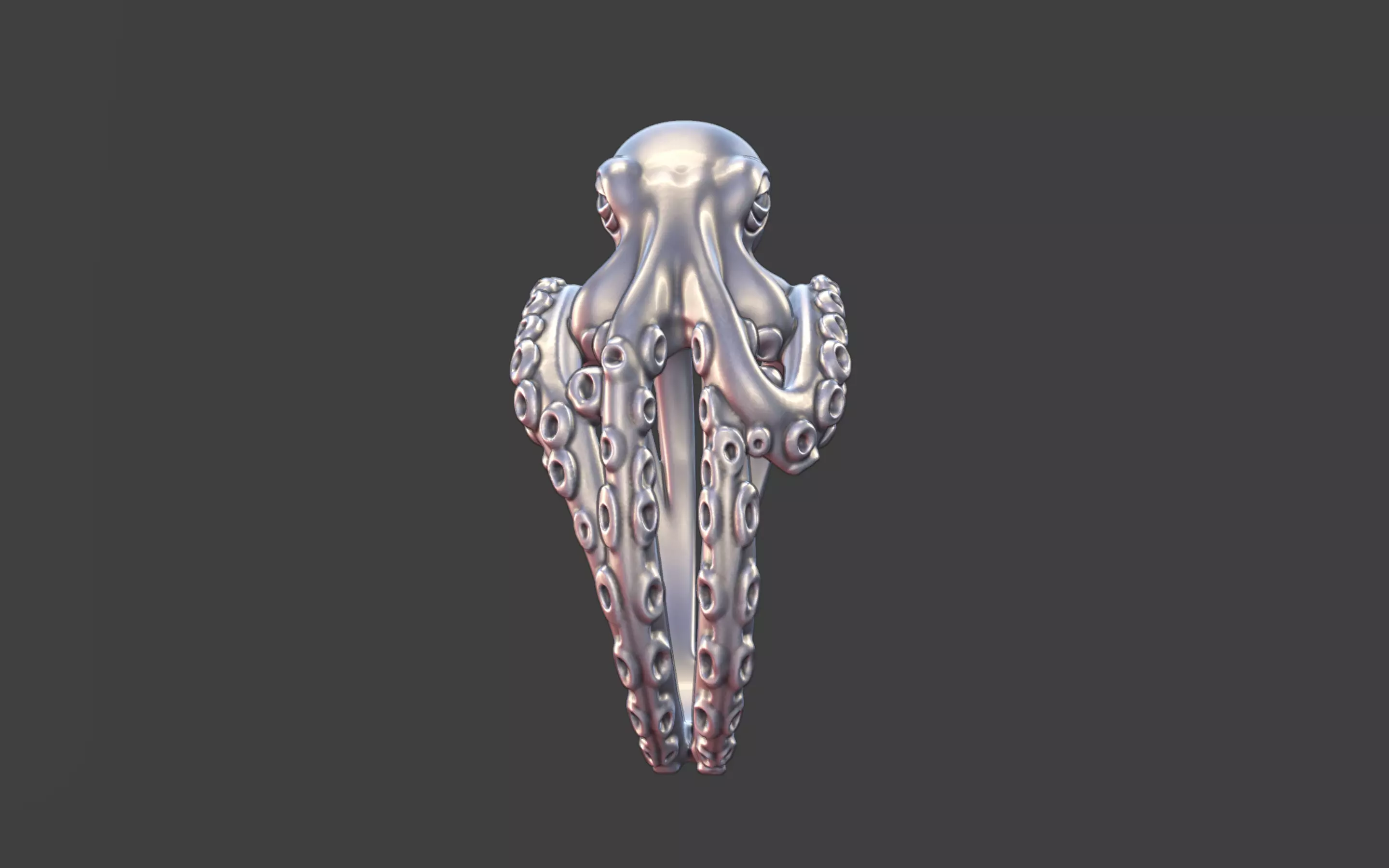 Octopus Silver tentacle Ring 3D print model_4