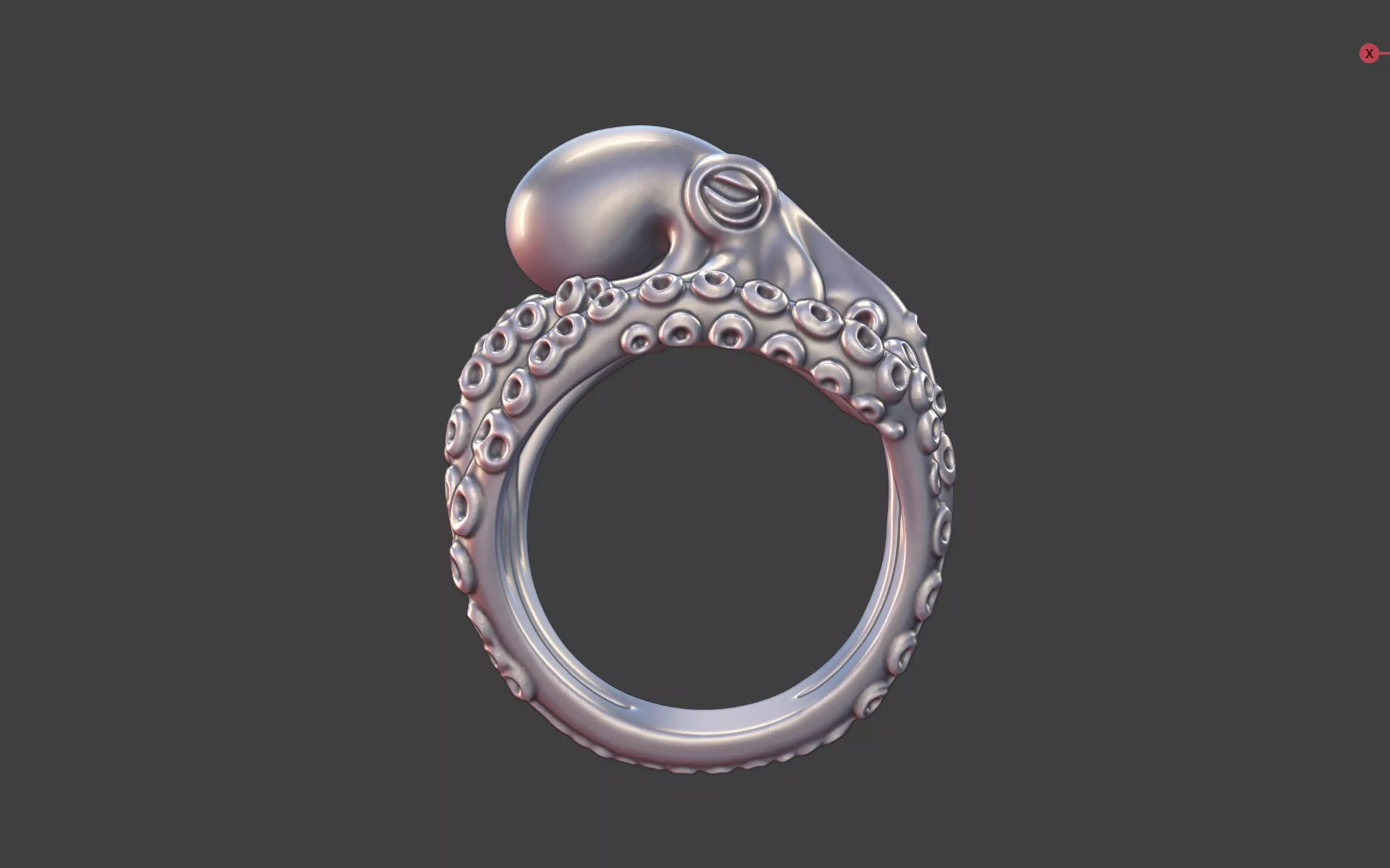 Octopus Silver tentacle Ring 3D print model_1