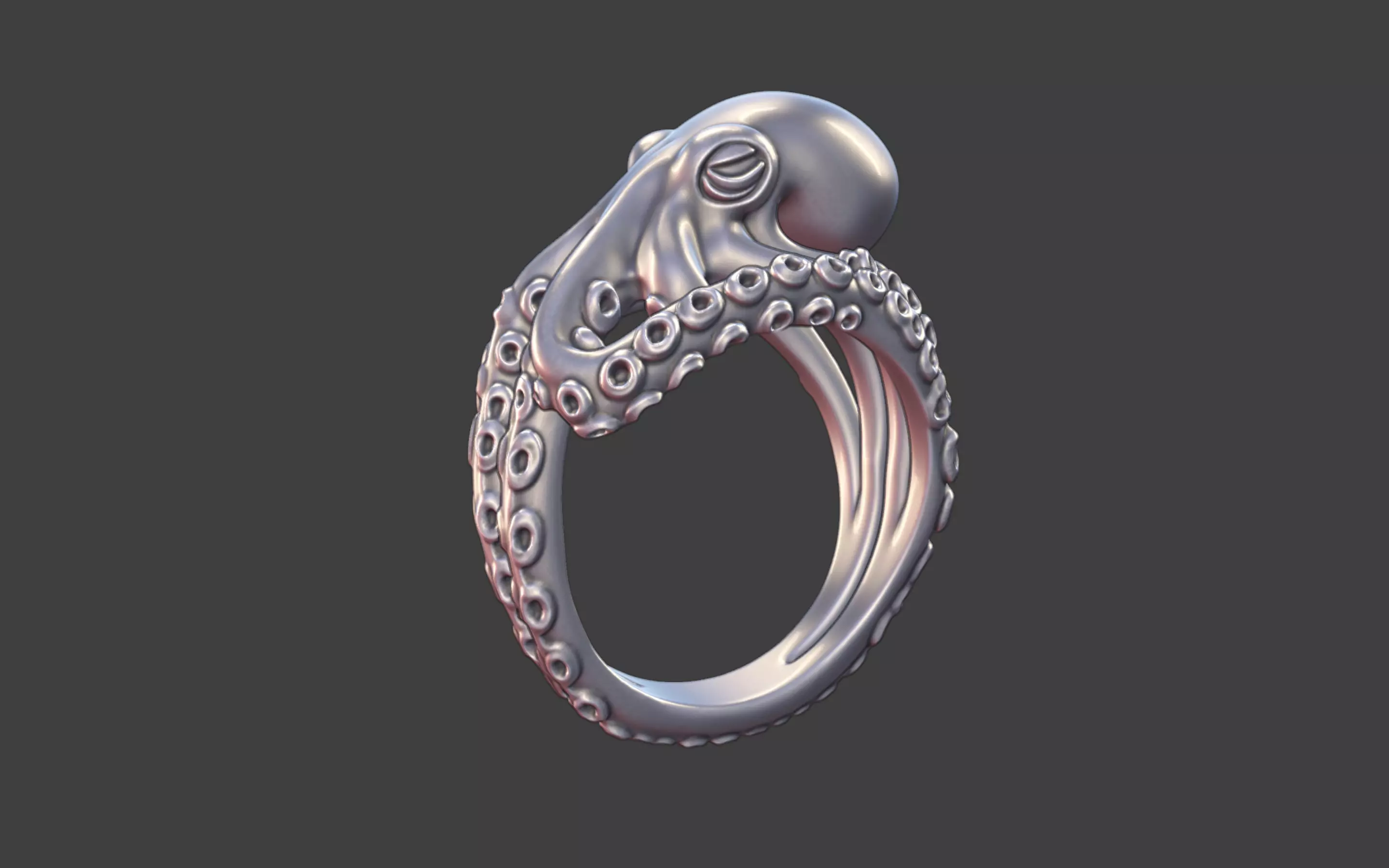 Octopus Silver tentacle Ring 3D print model_5