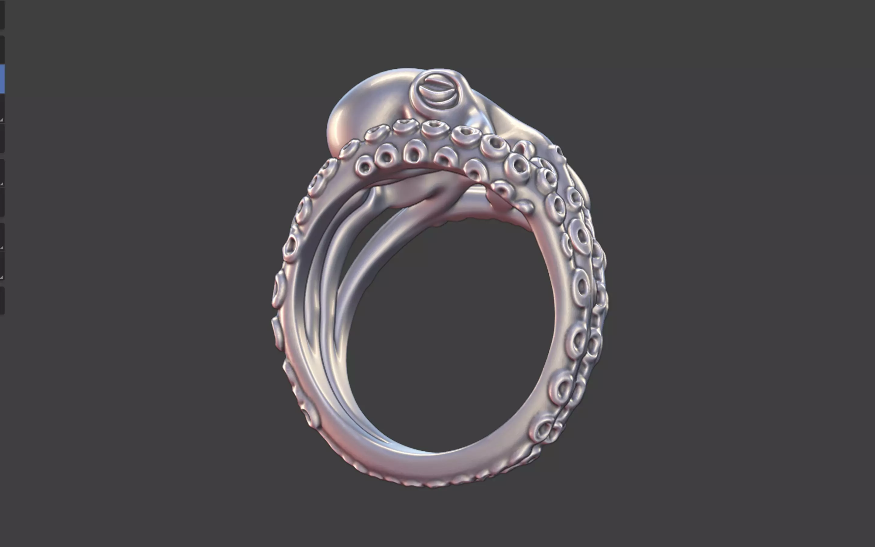 Octopus Silver tentacle Ring 3D print model_16