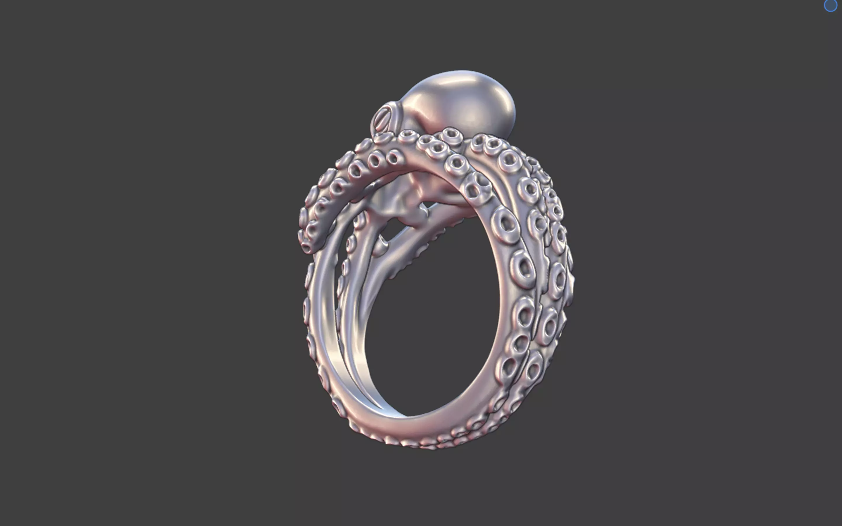 Octopus Silver tentacle Ring 3D print model_9